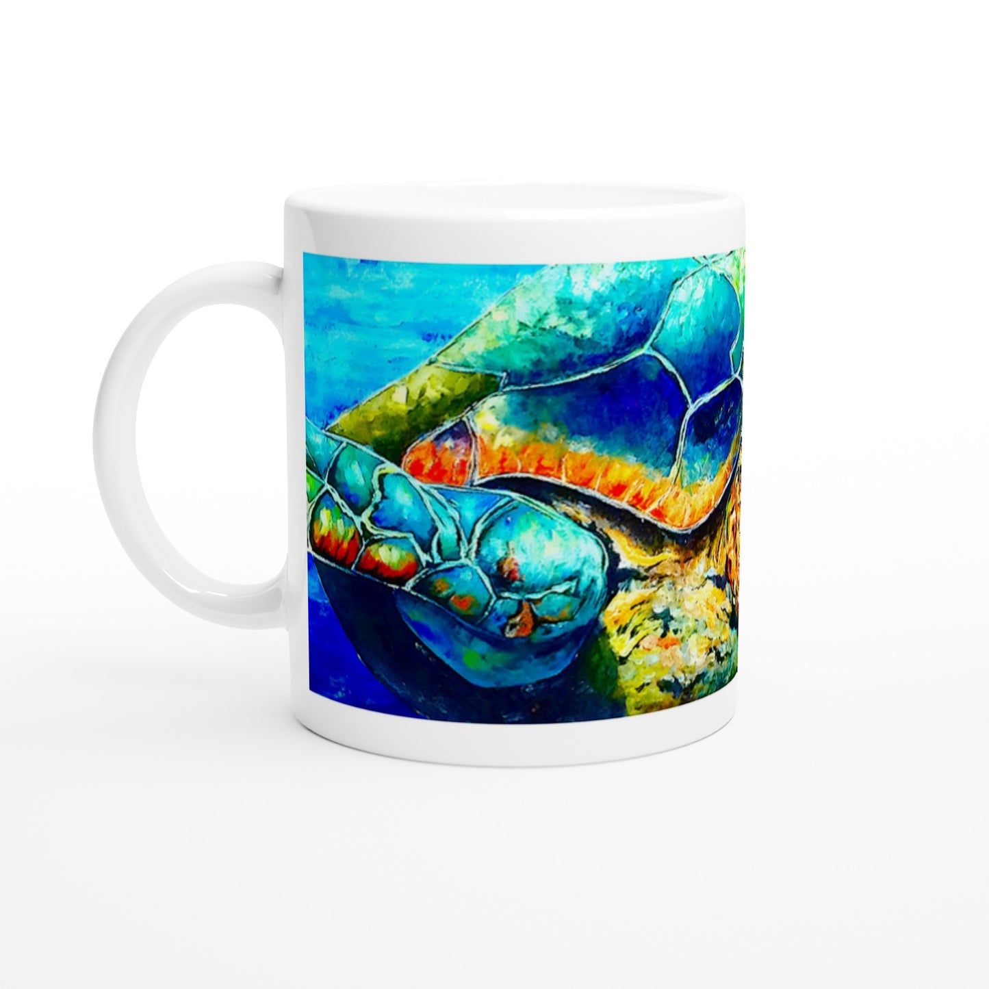 Gleitende Schildkröte || Weiße 11oz Keramiktasse