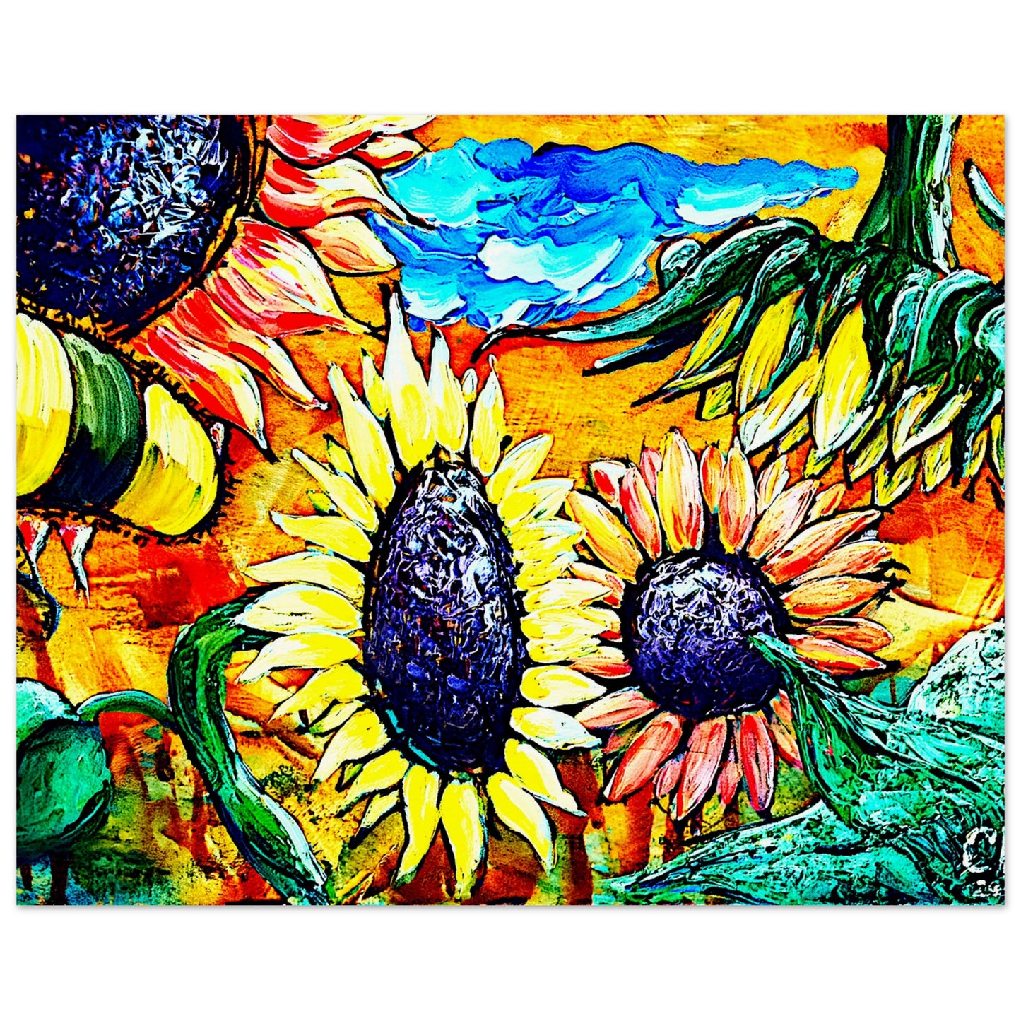 Sonnenblumenbiene || Poster aus mattem Papier in Museumsqualität