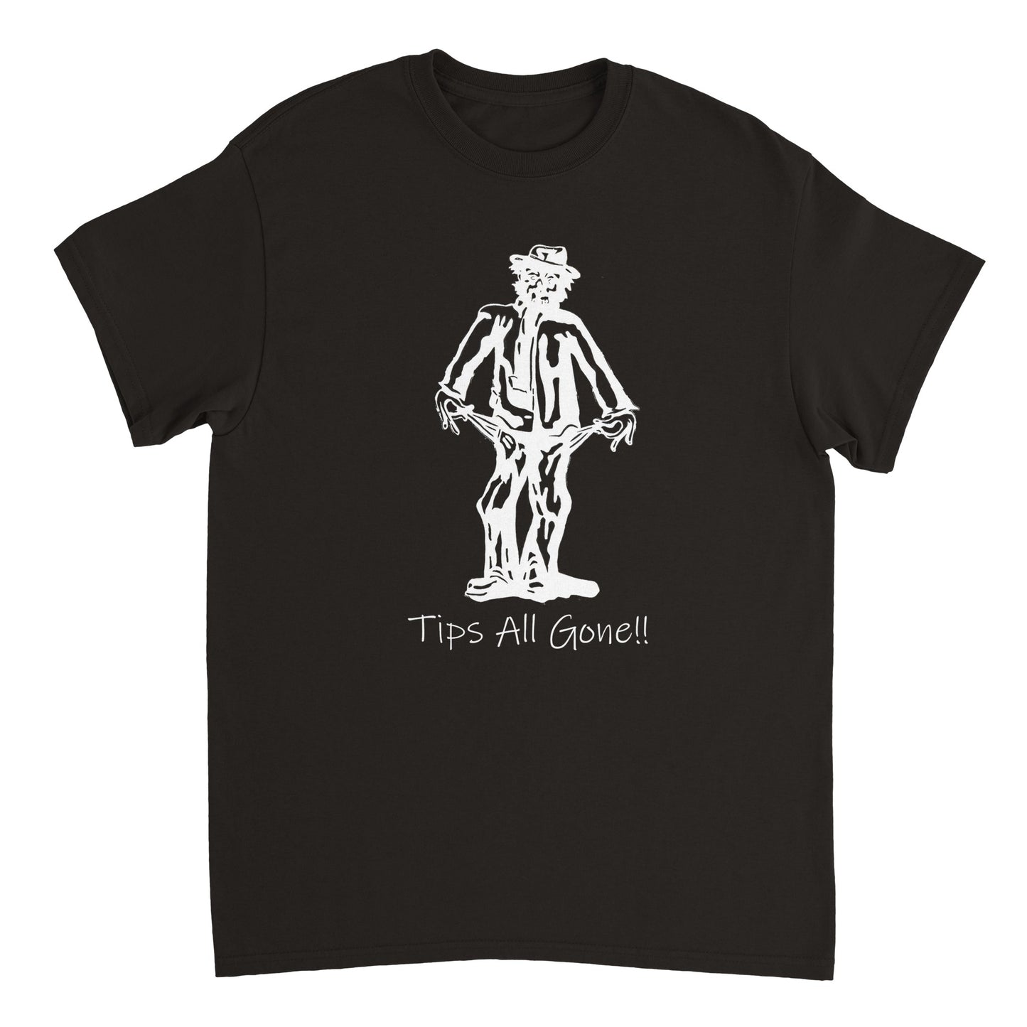Trinkgeld, alles weg!! || Schweres Unisex-T-Shirt mit Rundhalsausschnitt