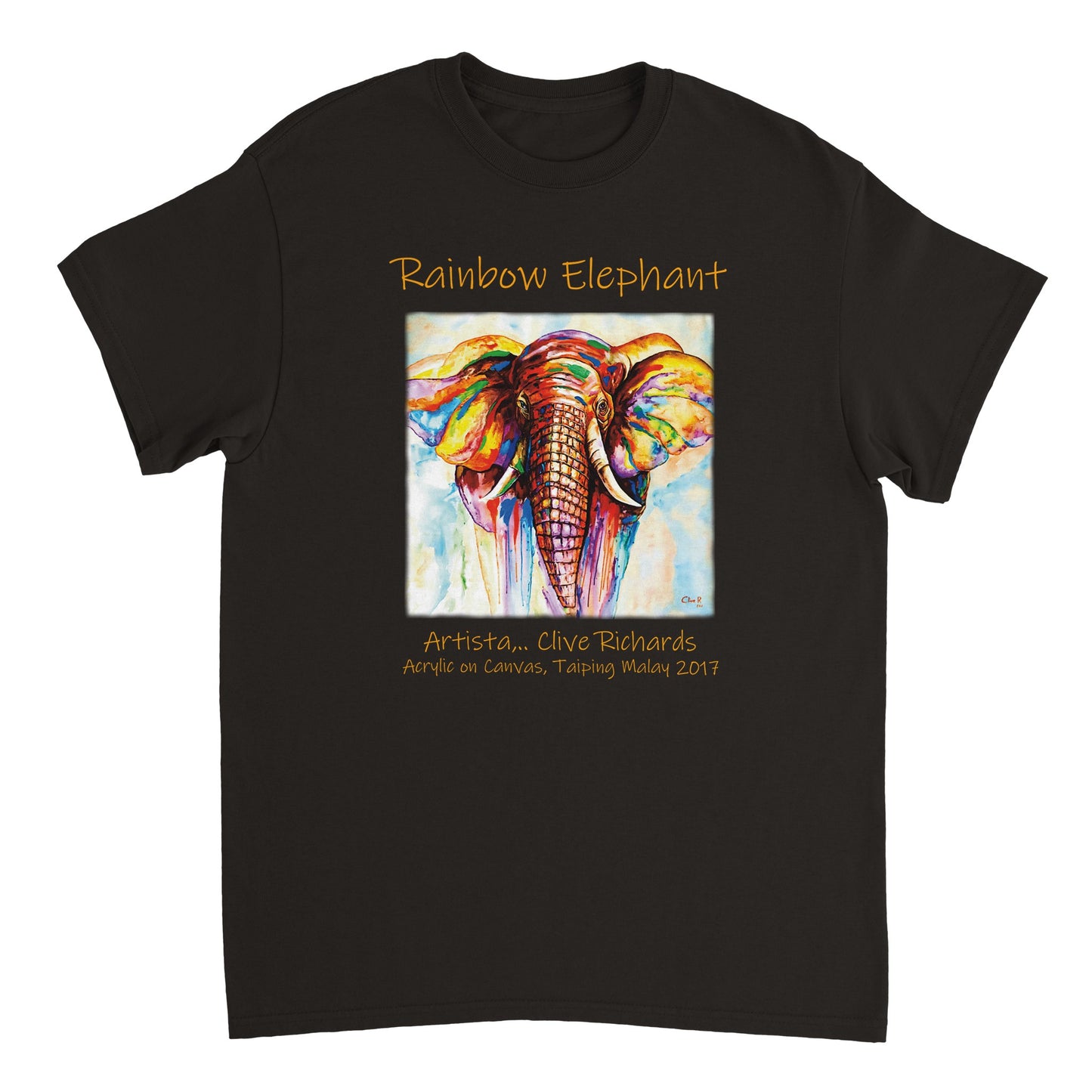 Regenbogenelefant Artista Clive || Schweres Unisex-T-Shirt mit Rundhalsausschnitt