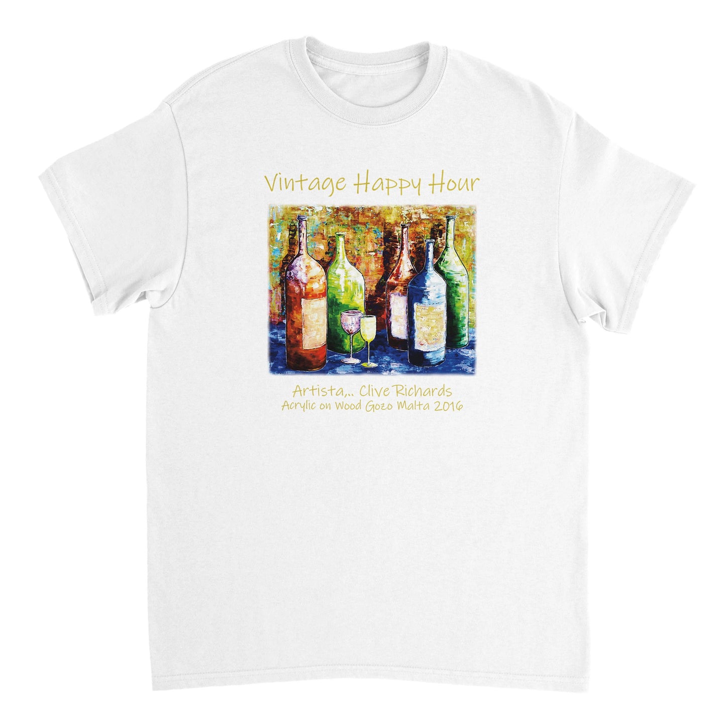Vintage Happy Hour Artista Clive || Schweres Unisex-T-Shirt mit Rundhalsausschnitt