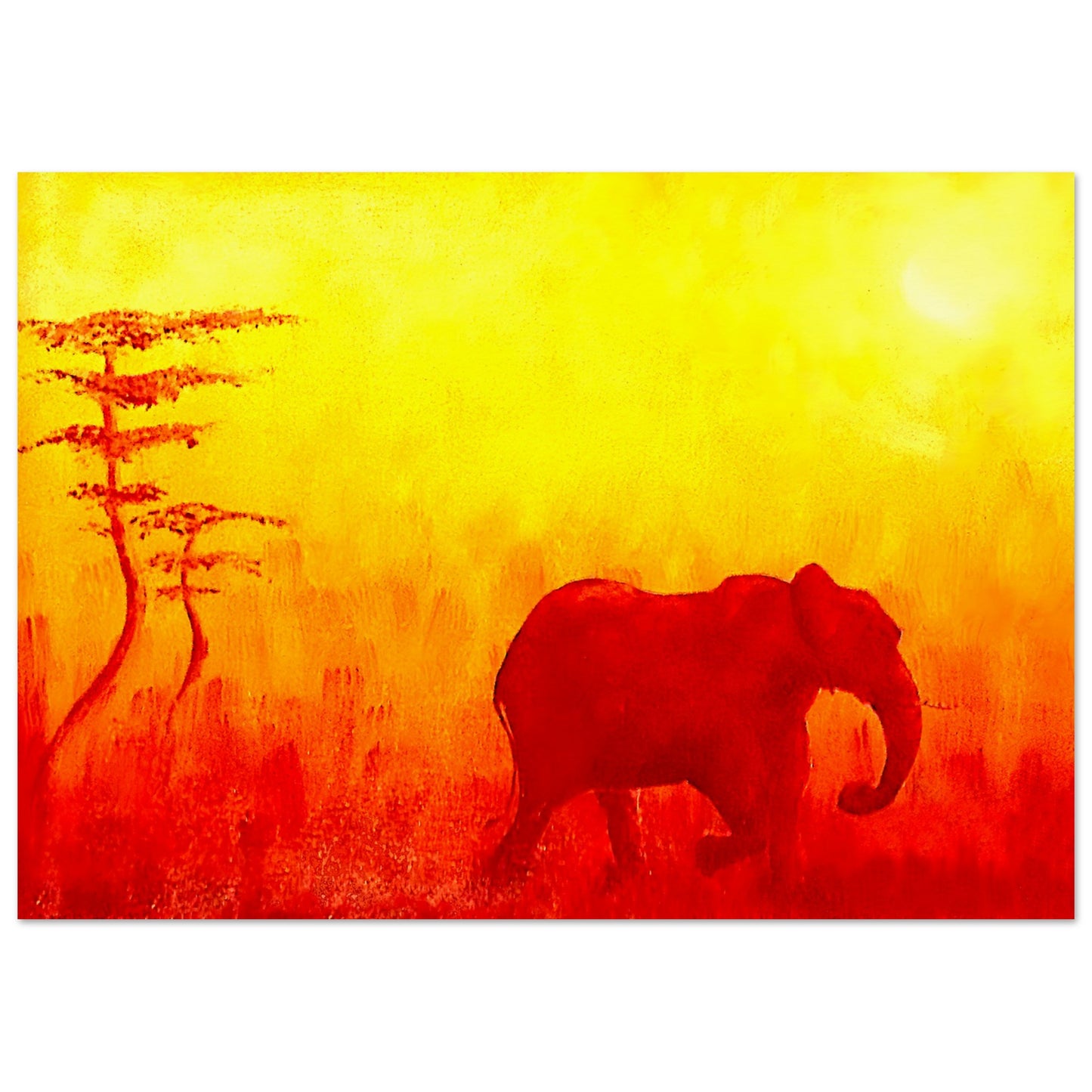 Sonnenaufgang-Elefant || Poster aus mattem Papier in Museumsqualität