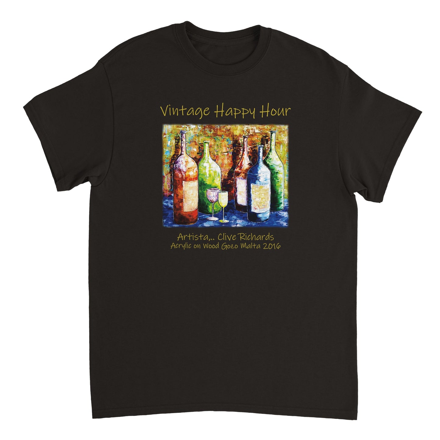 Vintage Happy Hour Artista Clive || Schweres Unisex-T-Shirt mit Rundhalsausschnitt