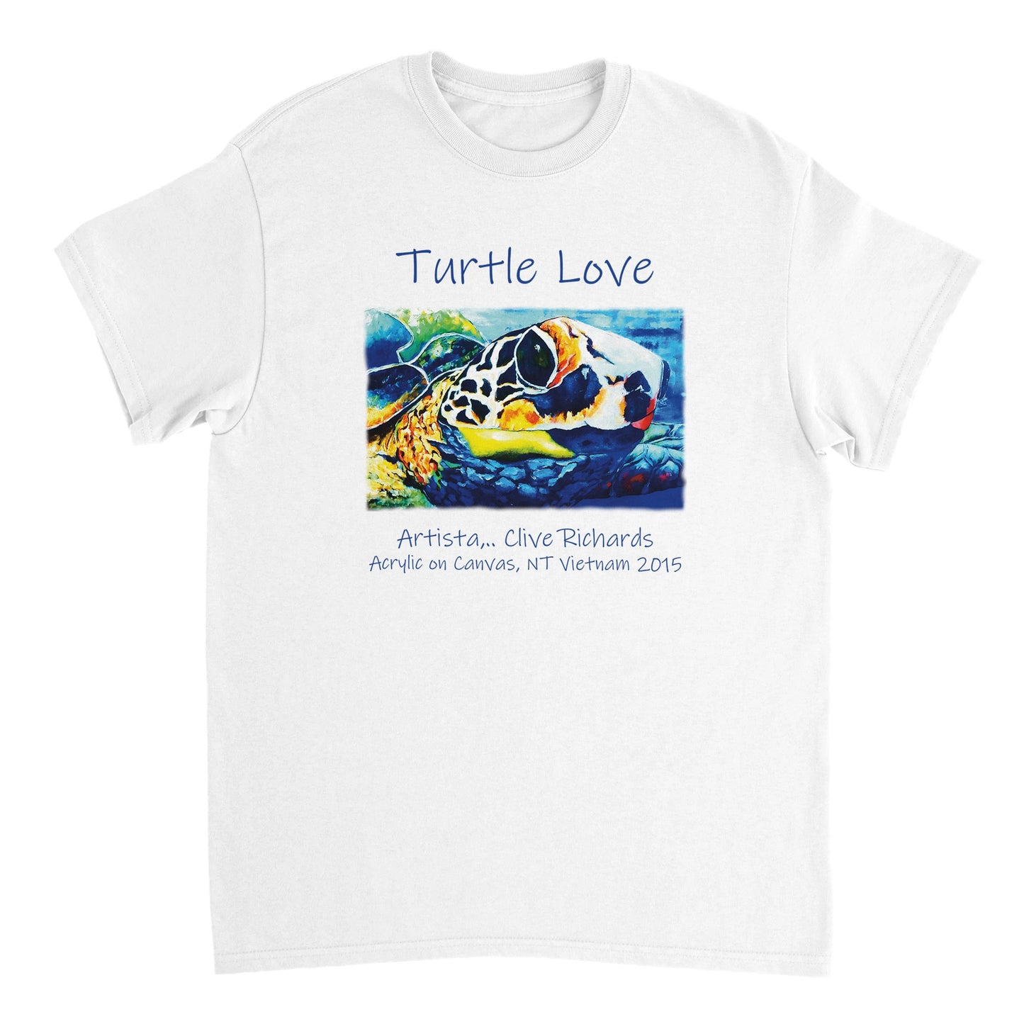 Schildkrötenliebe, Künstlerin Clive || Schweres Unisex-T-Shirt mit Rundhalsausschnitt