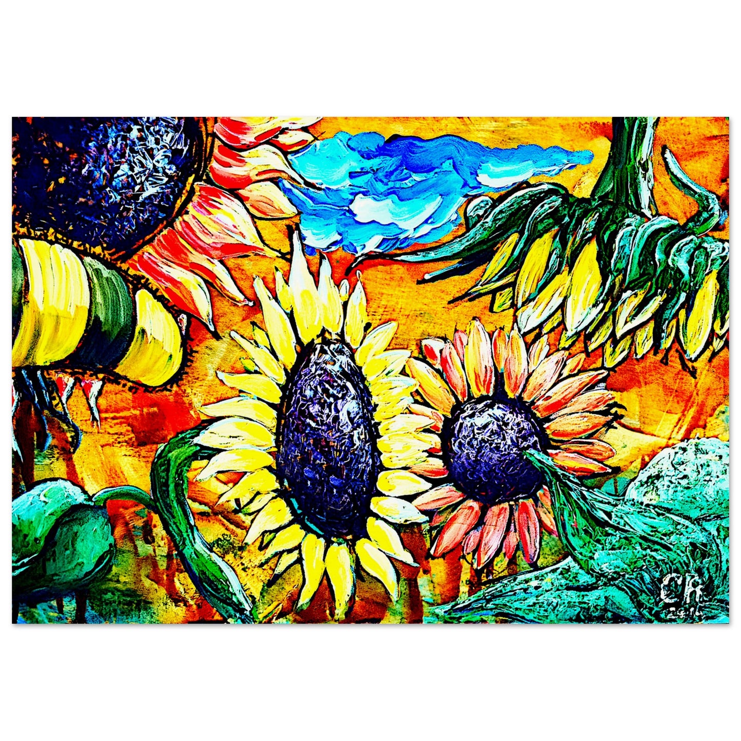 Sonnenblumenbiene || Poster aus mattem Papier in Museumsqualität