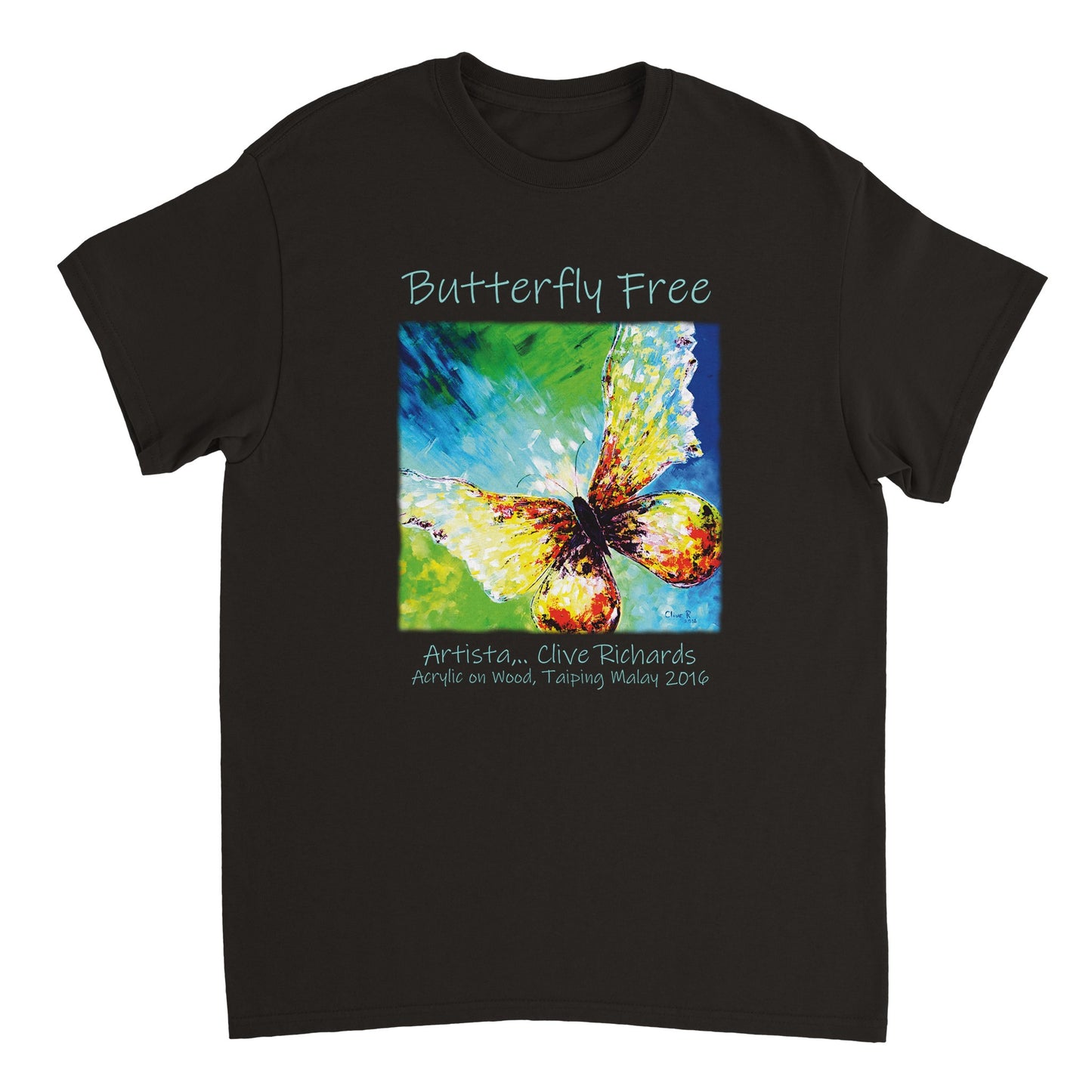 Butterfly Free, Artista Clive || Schweres Unisex-T-Shirt mit Rundhalsausschnitt
