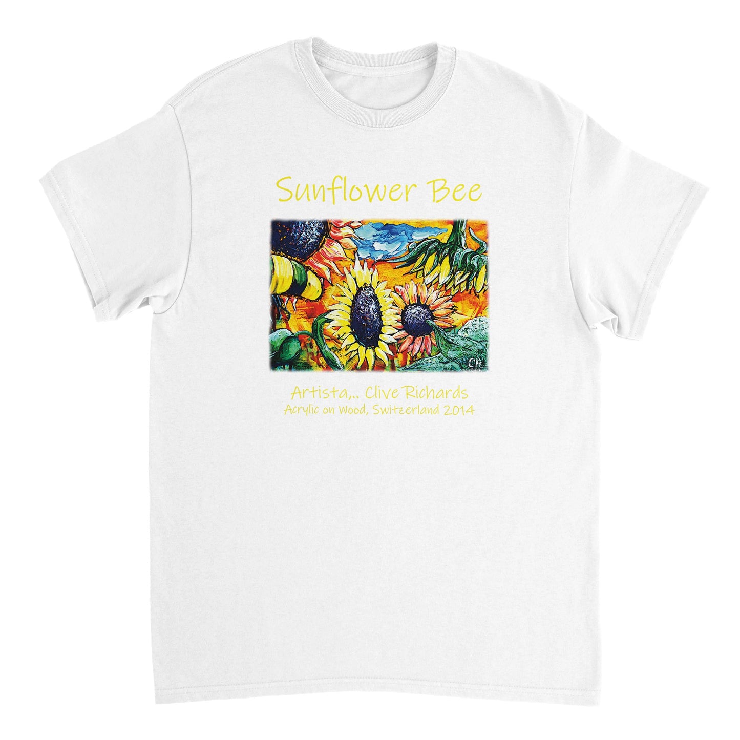 Sunflower Bee Artista Clive || Schweres Unisex-T-Shirt mit Rundhalsausschnitt