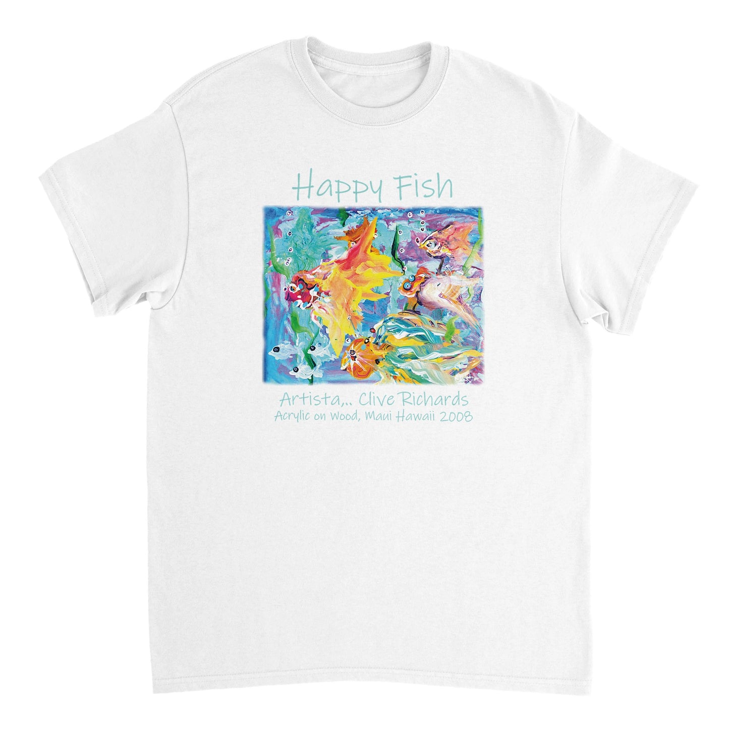 Glücklicher Fisch || Schweres Unisex-T-Shirt mit Rundhalsausschnitt