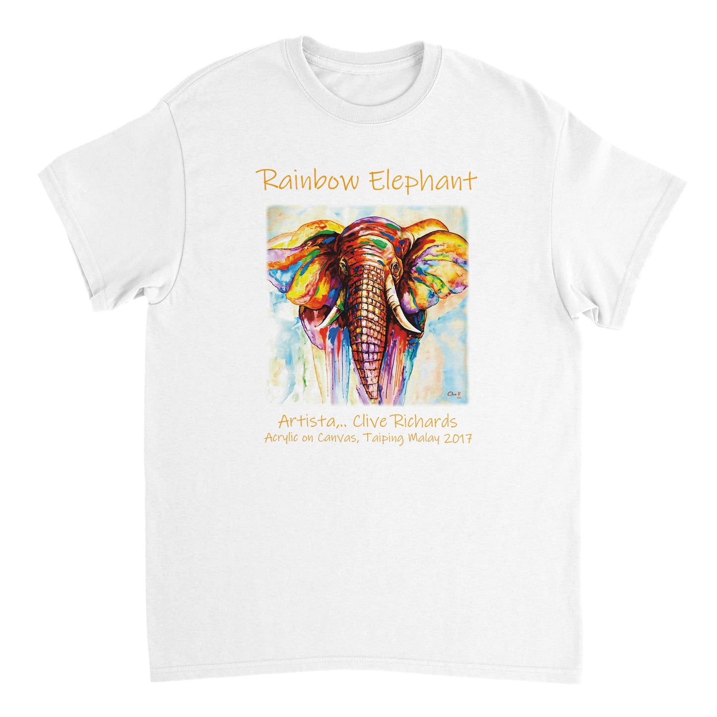 Regenbogenelefant Artista Clive || Schweres Unisex-T-Shirt mit Rundhalsausschnitt