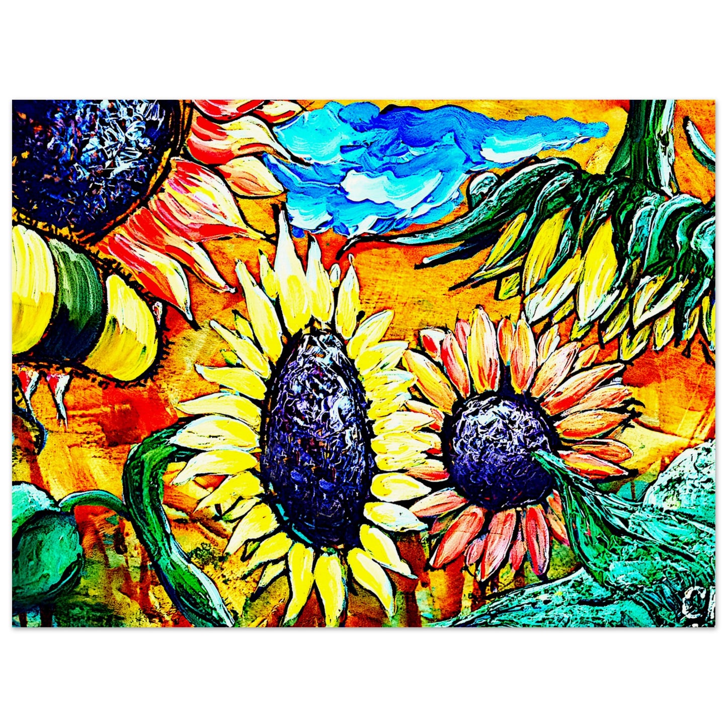 Sonnenblumenbiene || Poster aus mattem Papier in Museumsqualität