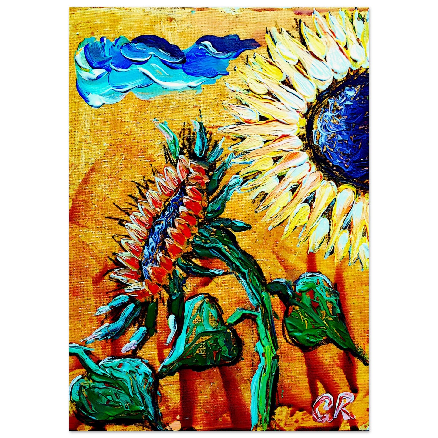 Schweizer Sonnenblumenfreude || Poster aus mattem Papier in Museumsqualität