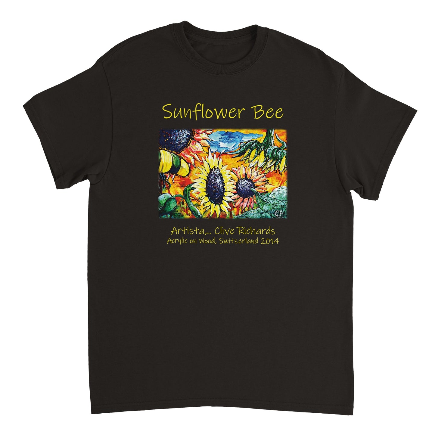 Sunflower Bee Artista Clive || Schweres Unisex-T-Shirt mit Rundhalsausschnitt