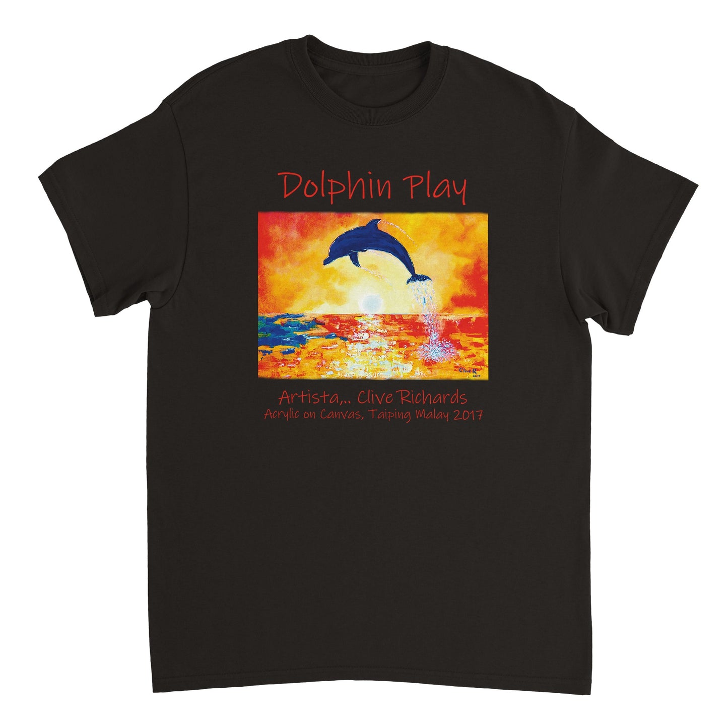 Dolphin Play Artista Clive || Schweres Unisex-T-Shirt mit Rundhalsausschnitt