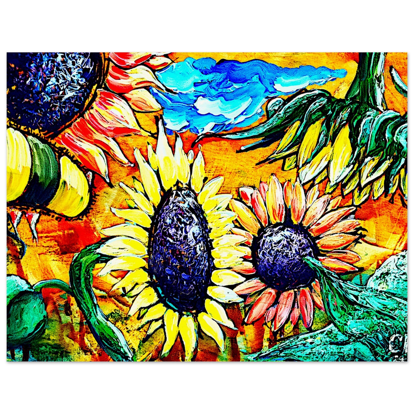Sonnenblumenbiene || Poster aus mattem Papier in Museumsqualität