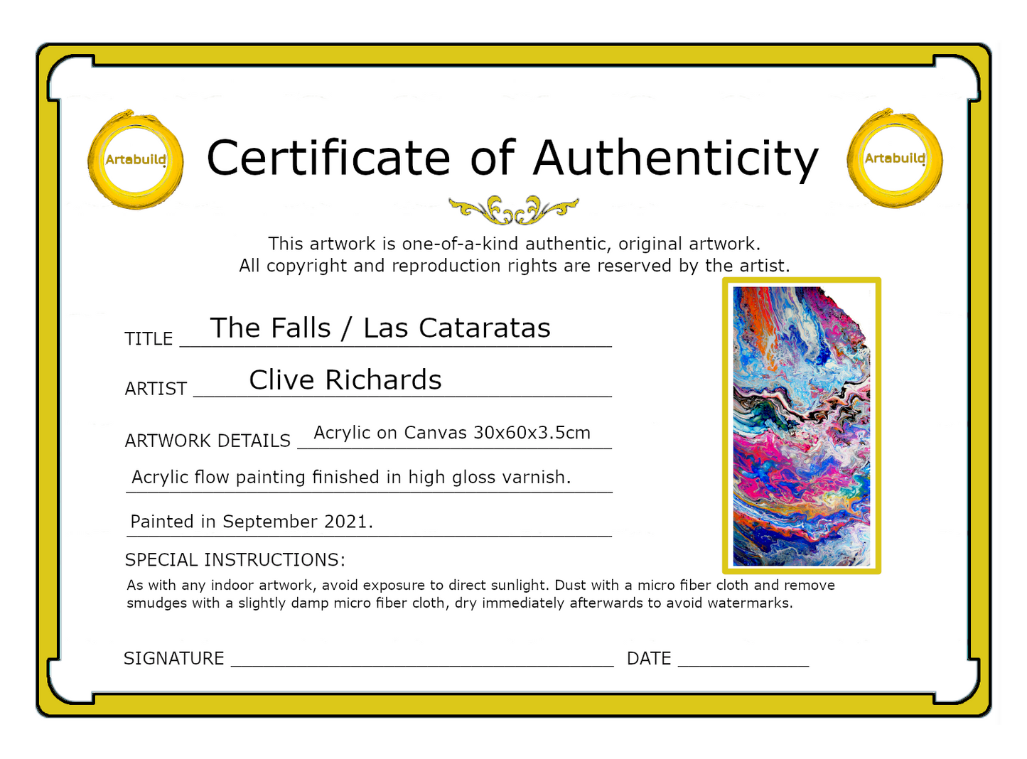 The Falls / Las Cataratas || Original Art, Artabuild Artist Clive Richards