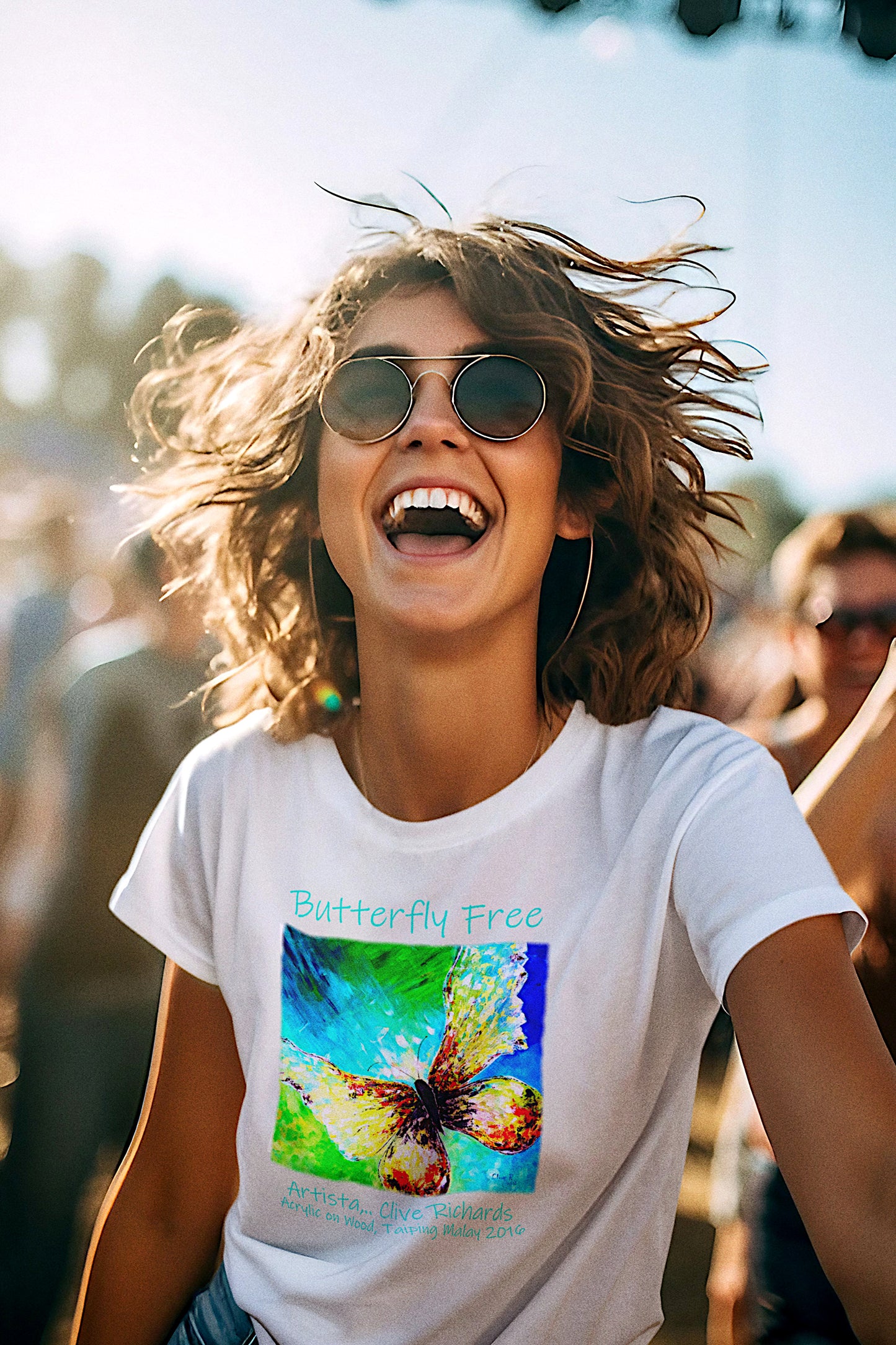 Butterfly Free, Artista Clive || Schweres Unisex-T-Shirt mit Rundhalsausschnitt