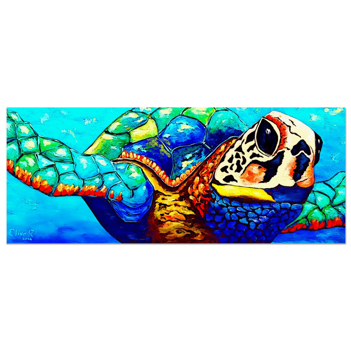 Tropische Schildkröte || Poster aus mattem Papier in Museumsqualität