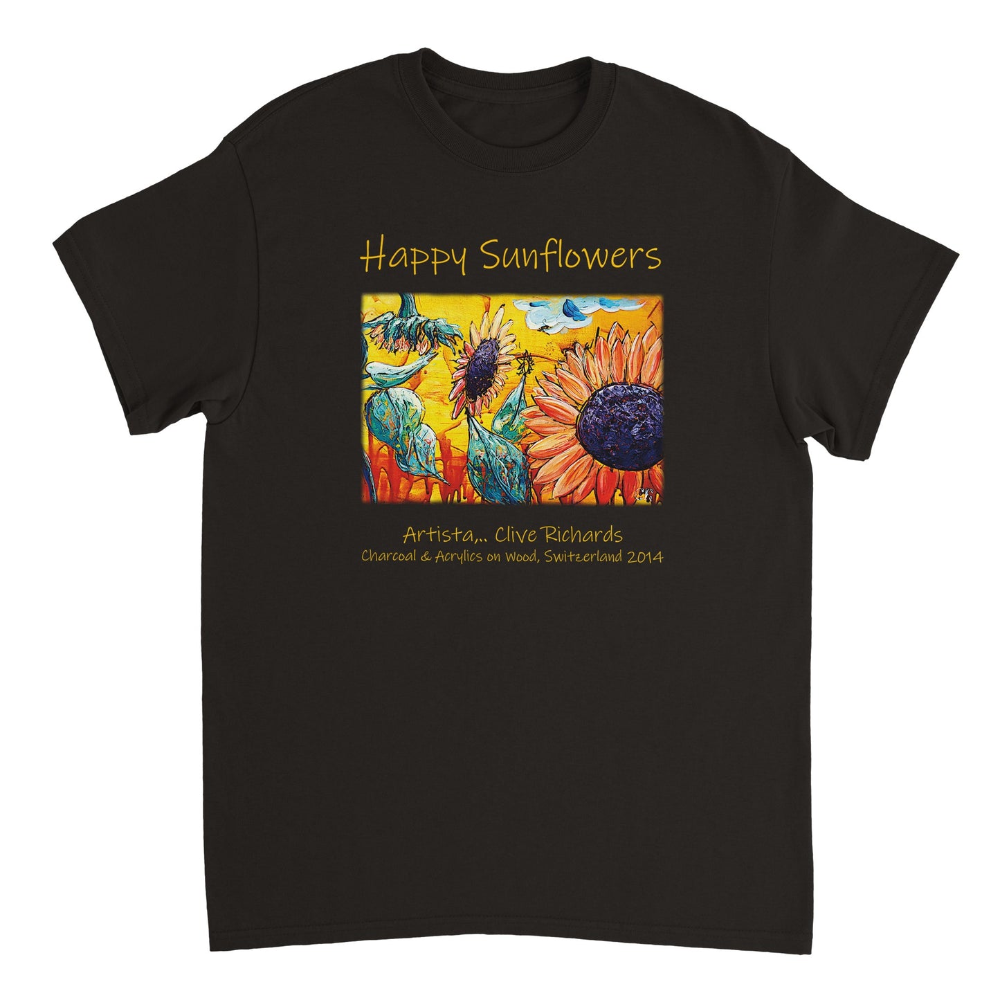 Happy Sunflowers Artista Clive || Schweres Unisex-T-Shirt mit Rundhalsausschnitt