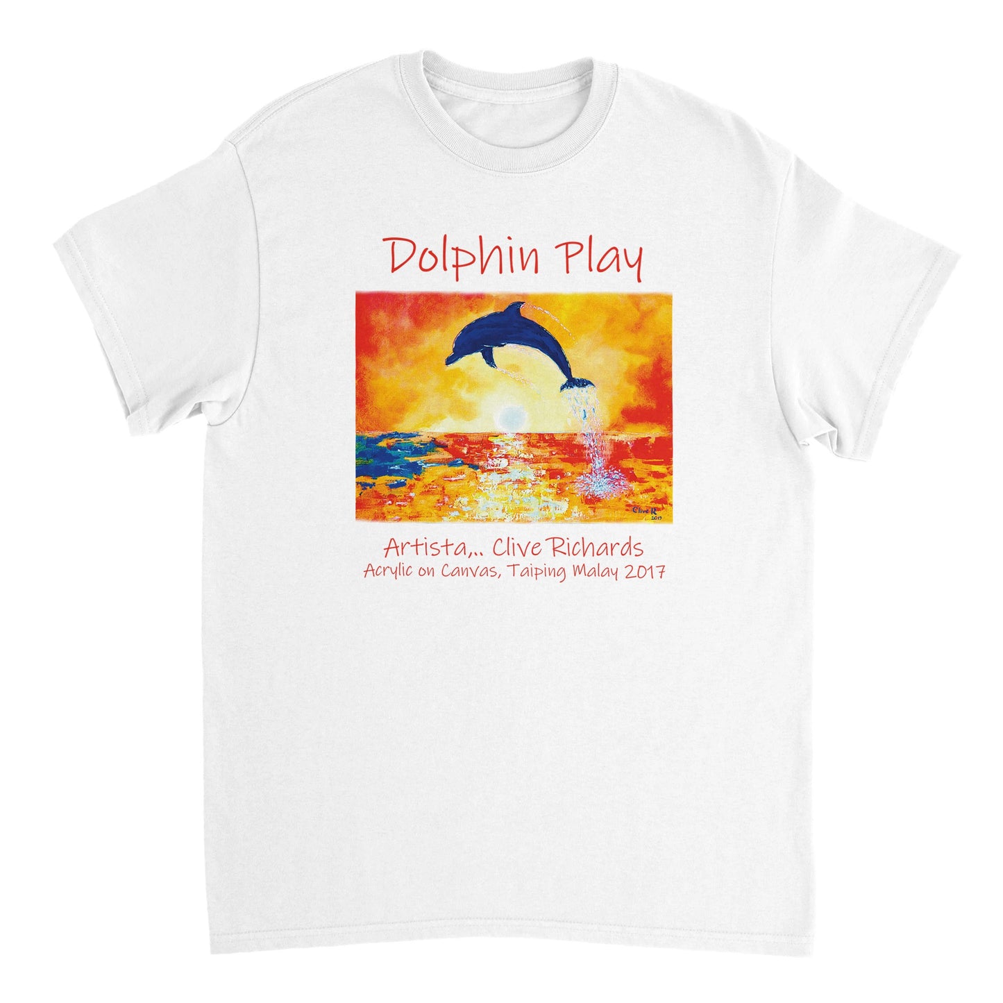 Dolphin Play Artista Clive || Schweres Unisex-T-Shirt mit Rundhalsausschnitt
