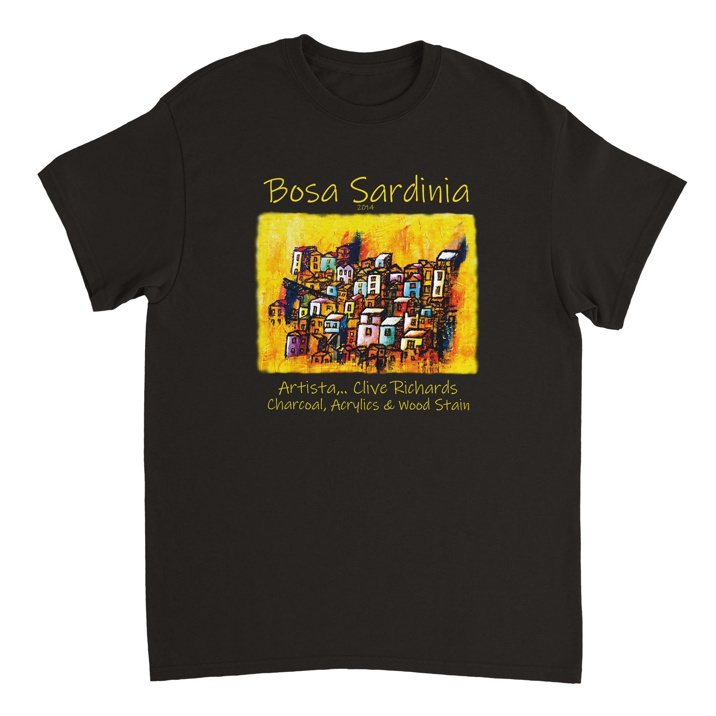 Bosa Sardinien, Künstler Clive || Schweres Unisex-T-Shirt mit Rundhalsausschnitt