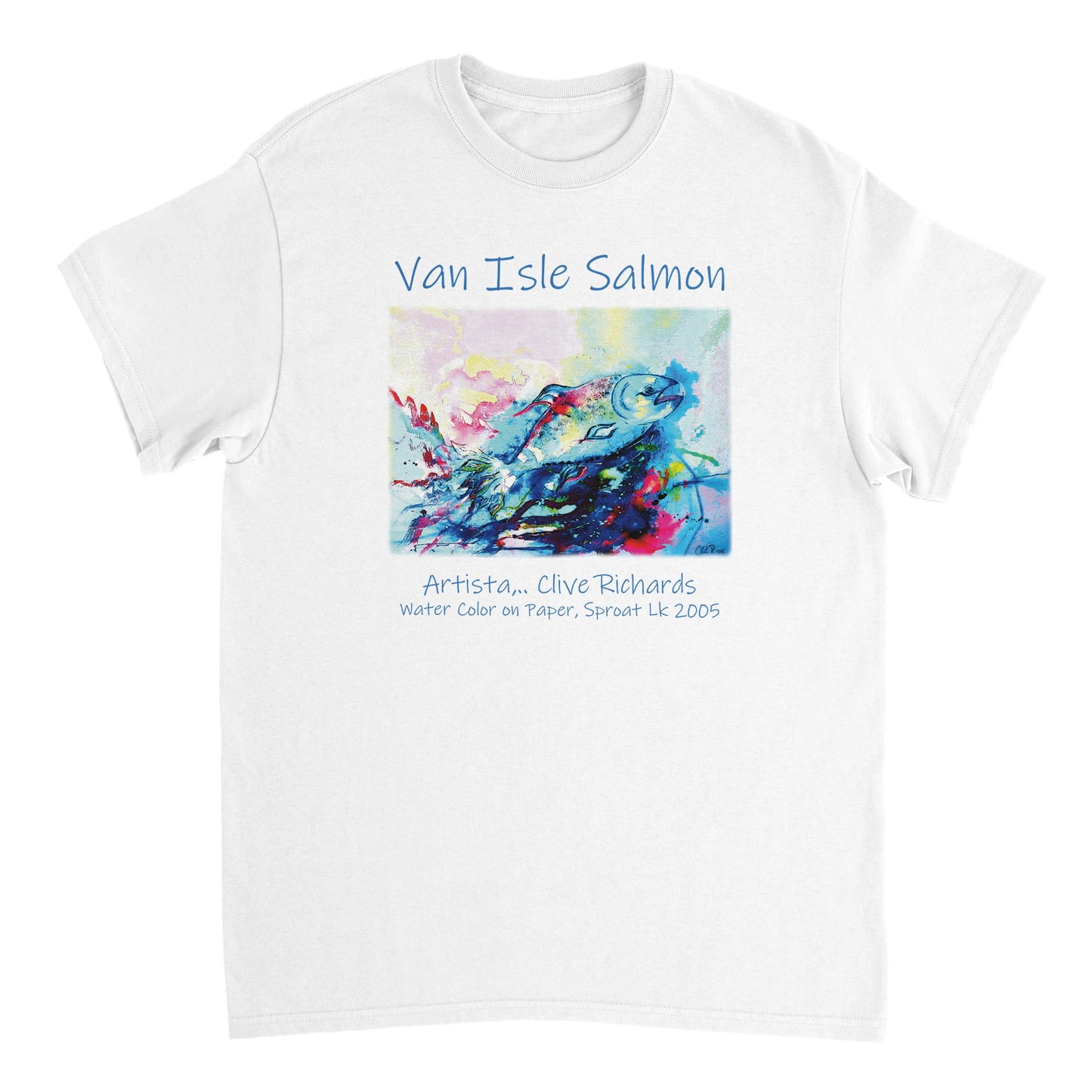 Van Isle Lachs Artista Clive || Schweres Unisex-T-Shirt mit Rundhalsausschnitt