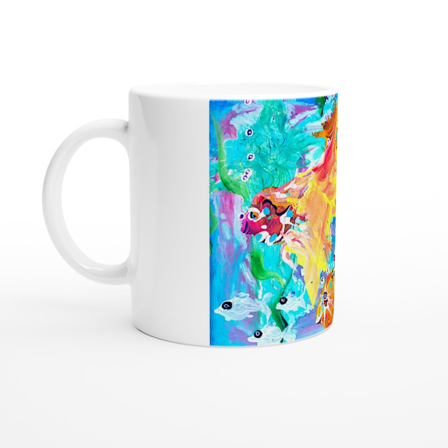 Glücklicher Fisch || Weiße 11oz Keramiktasse