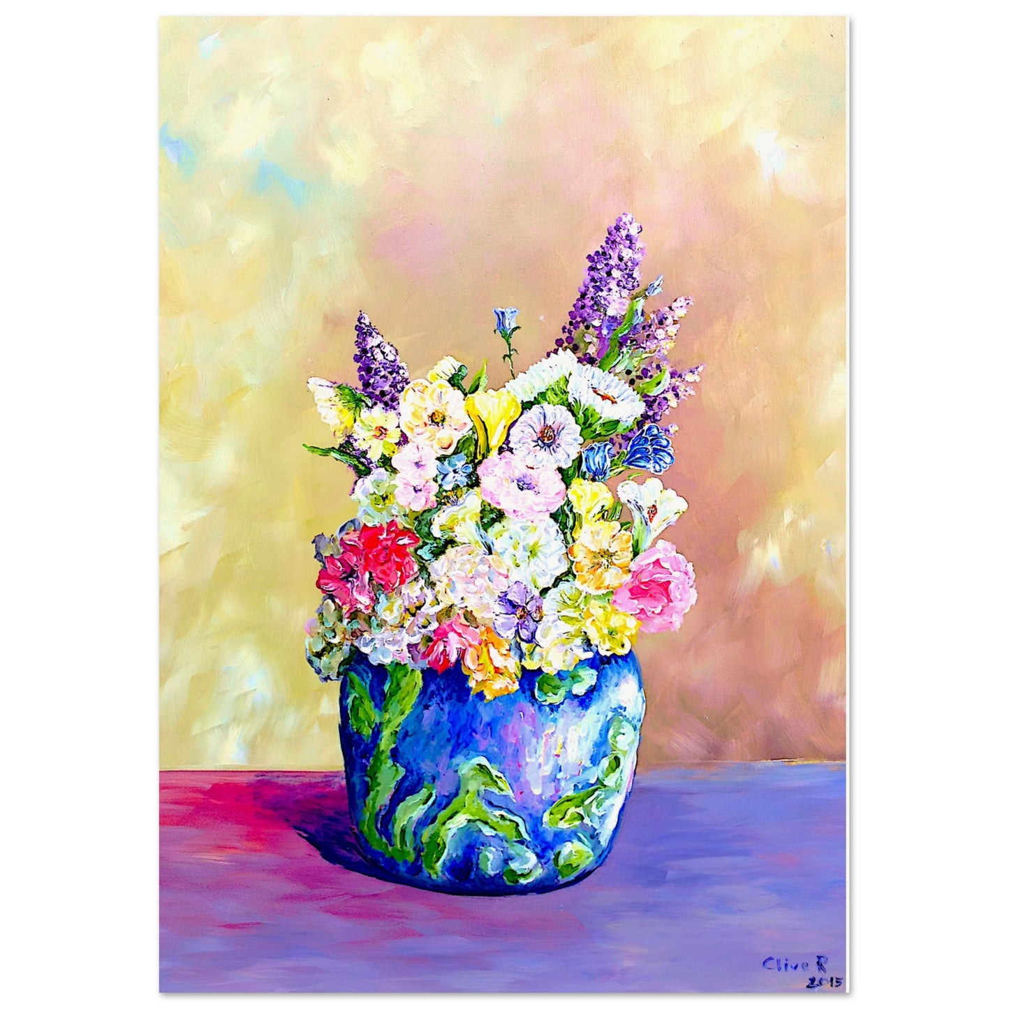 Gemischte Blumenvase || Poster aus mattem Papier in Museumsqualität