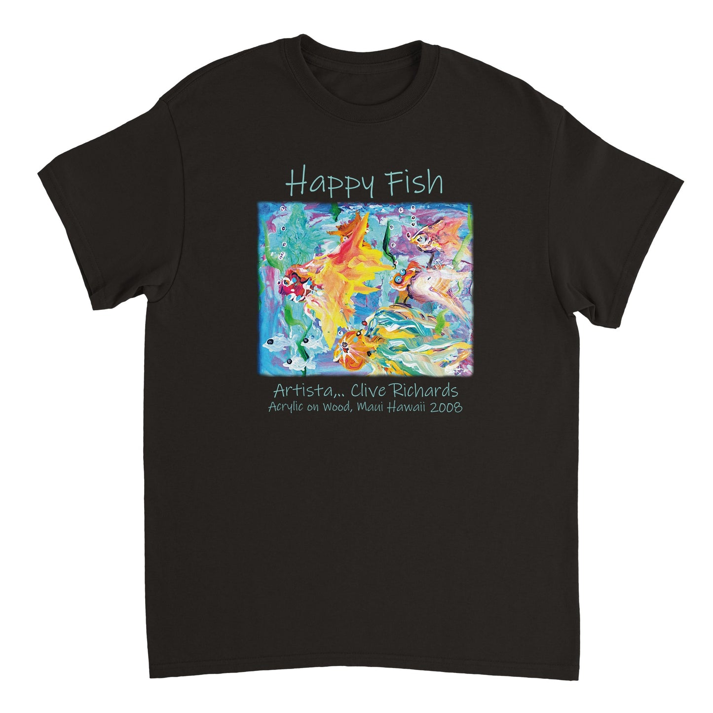 Glücklicher Fisch || Schweres Unisex-T-Shirt mit Rundhalsausschnitt