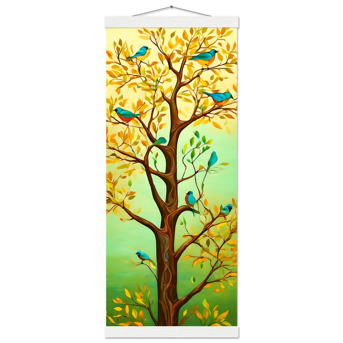 Blauer Vogelbaum || Premium-Poster aus mattem Papier mit Aufhänger