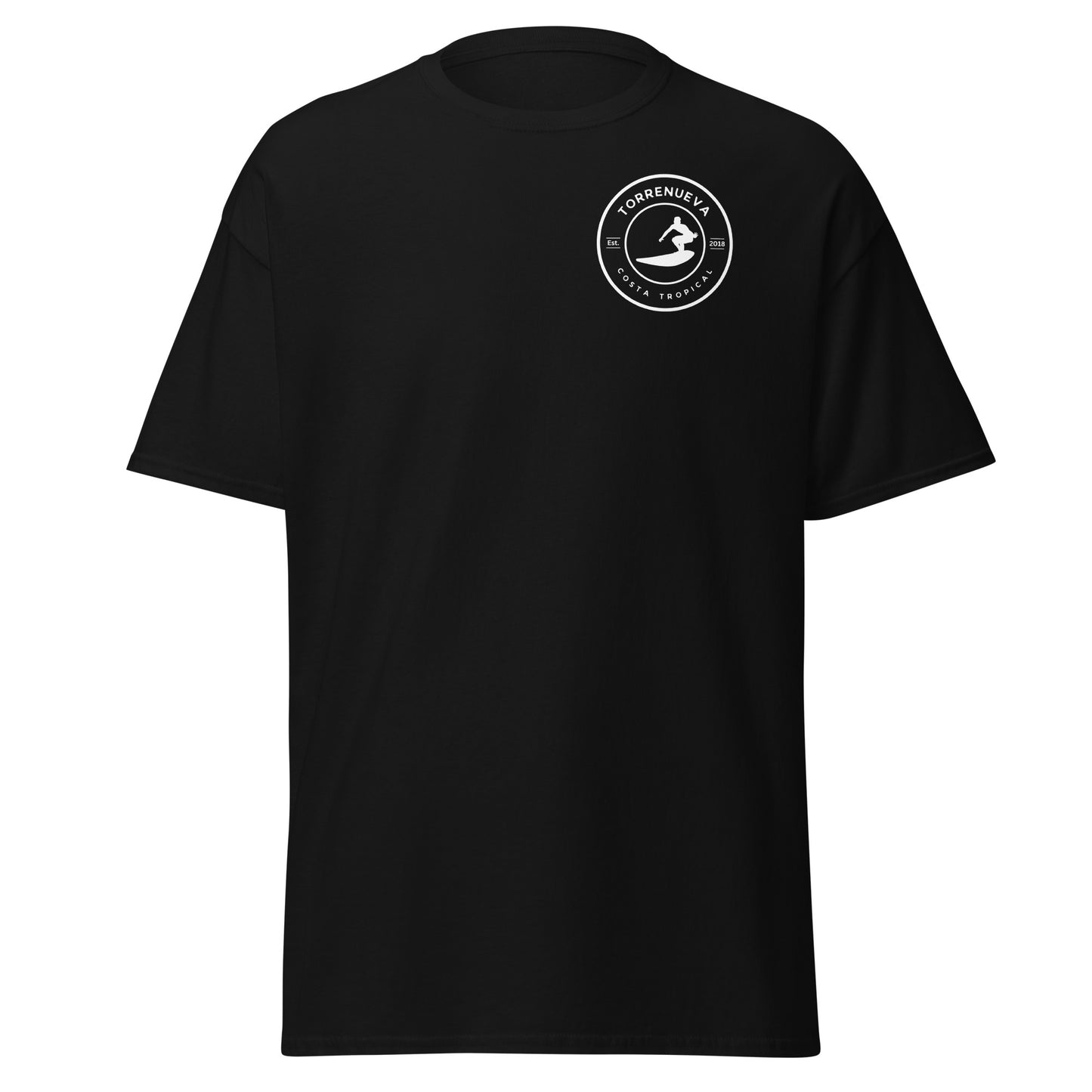 Torrenueva Costa, Est. 2018, Surfer Crest & Back || Klassisches T-Shirt