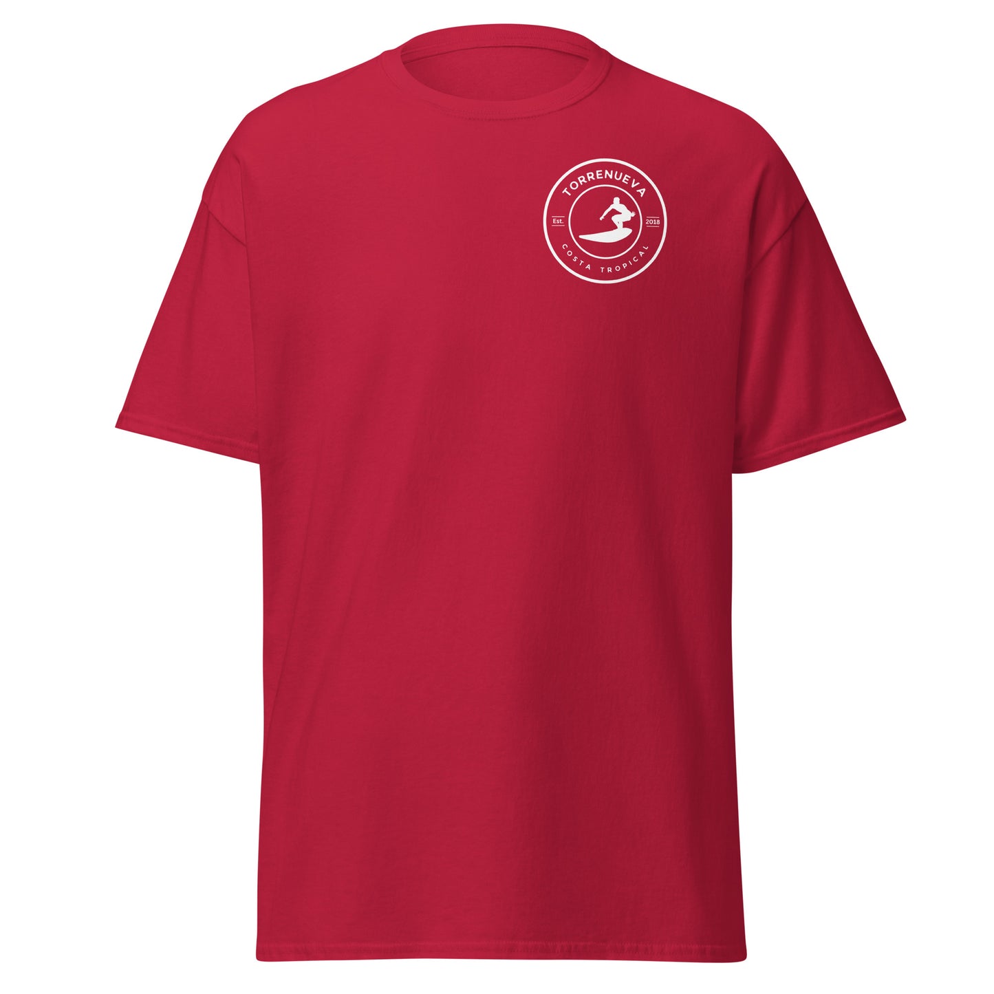 Torrenueva Costa, Est. 2018, Surfer Crest & Back || Klassisches T-Shirt