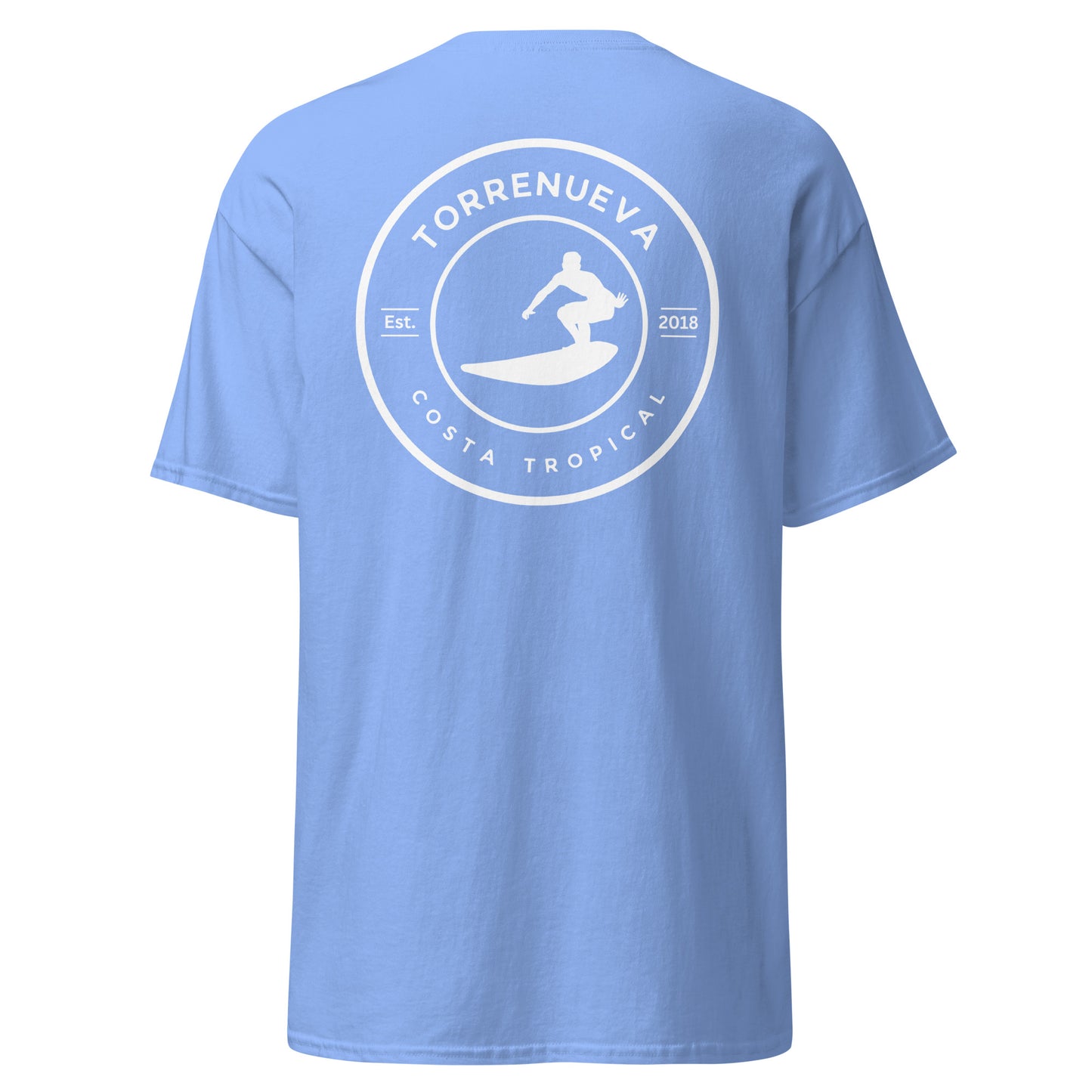 Torrenueva Costa, Est. 2018, Surfer Crest & Back || Klassisches T-Shirt