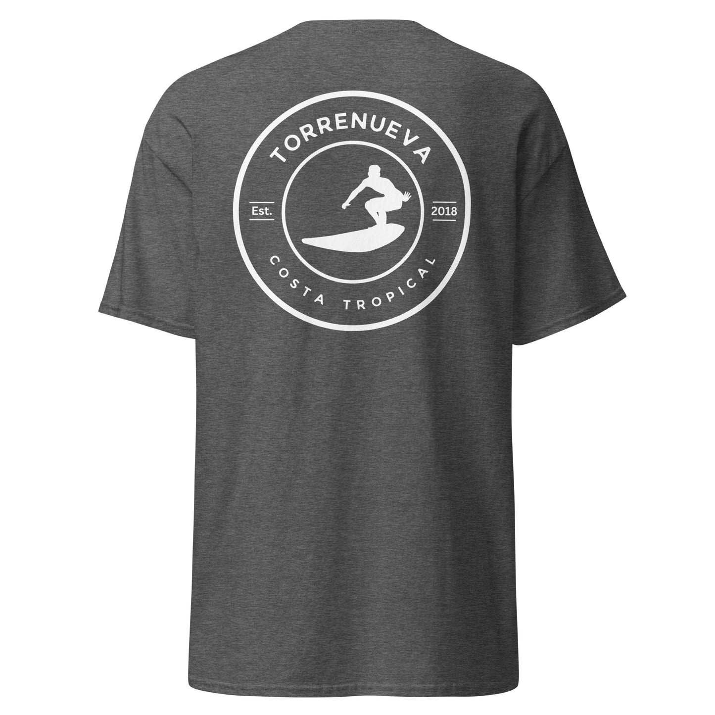 Torrenueva Costa, Est. 2018, Surfer Crest & Back || Klassisches T-Shirt