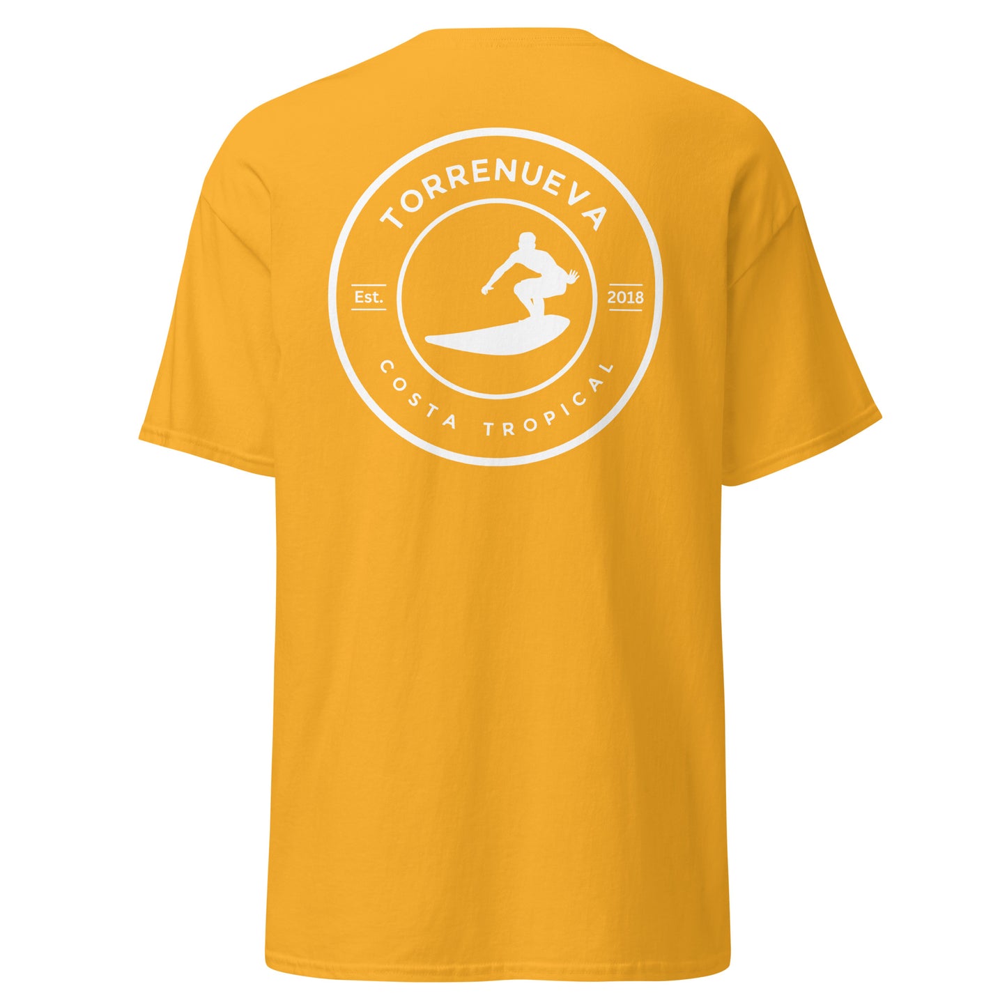 Torrenueva Costa, Est. 2018, Surfer Crest & Back || Klassisches T-Shirt