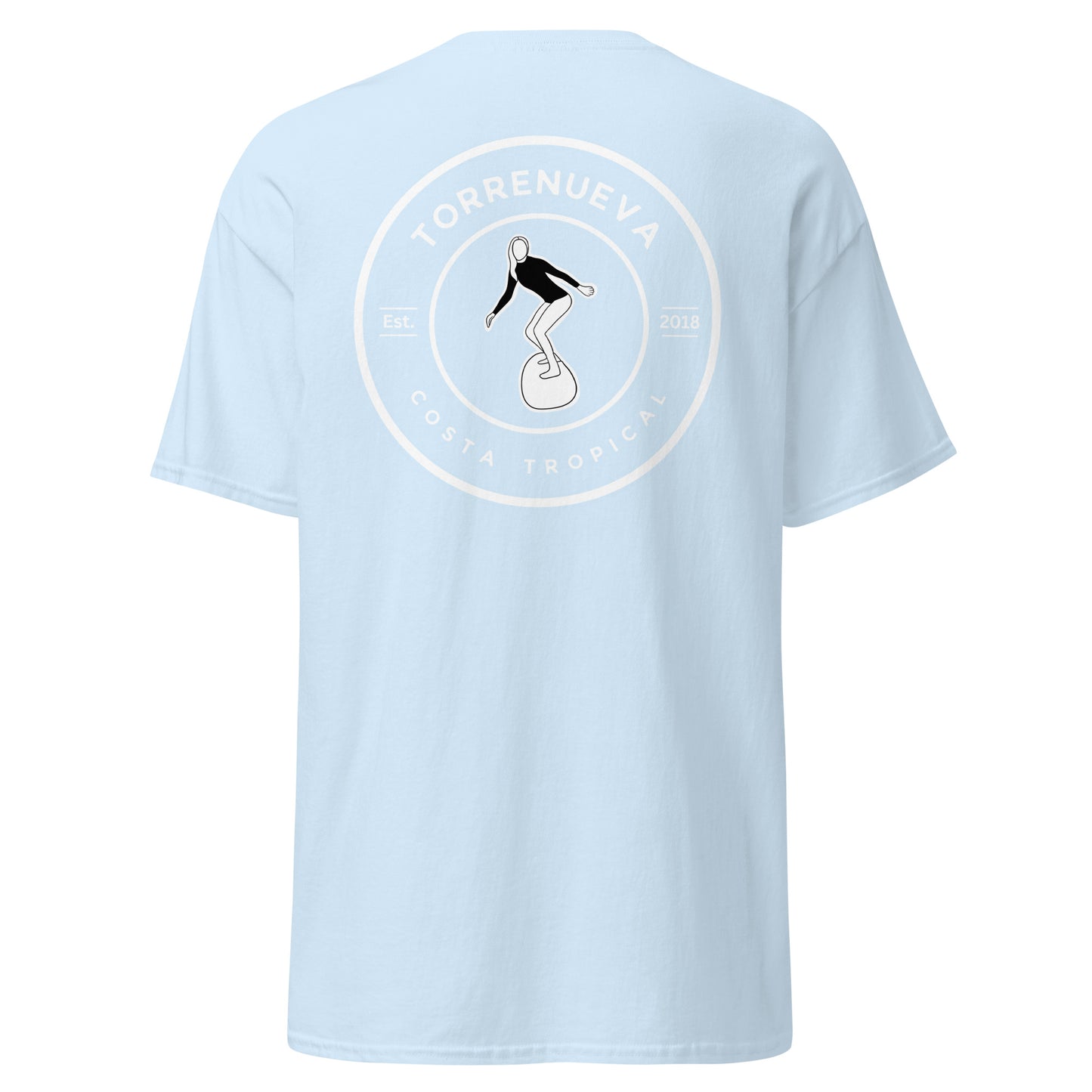 Torrenueva Costa Est. 2018, Surfer Girl Crest & Back || Klassisches T-Shirt