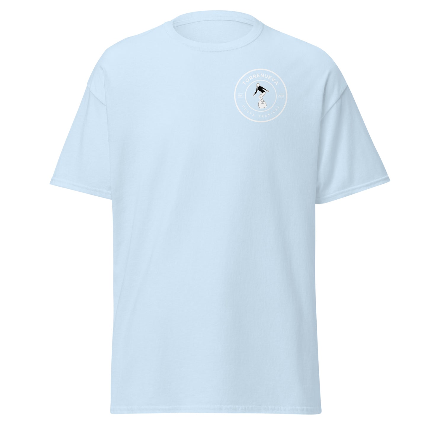 Torrenueva Costa Est. 2018, Surfer Girl Crest & Back || Klassisches T-Shirt