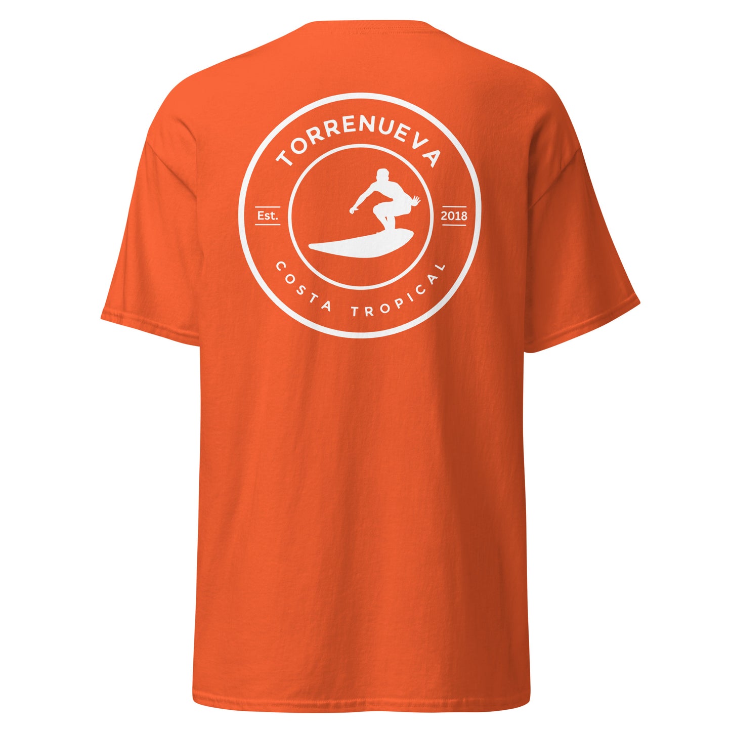 Torrenueva Costa, Est. 2018, Surfer Crest & Back || Klassisches T-Shirt