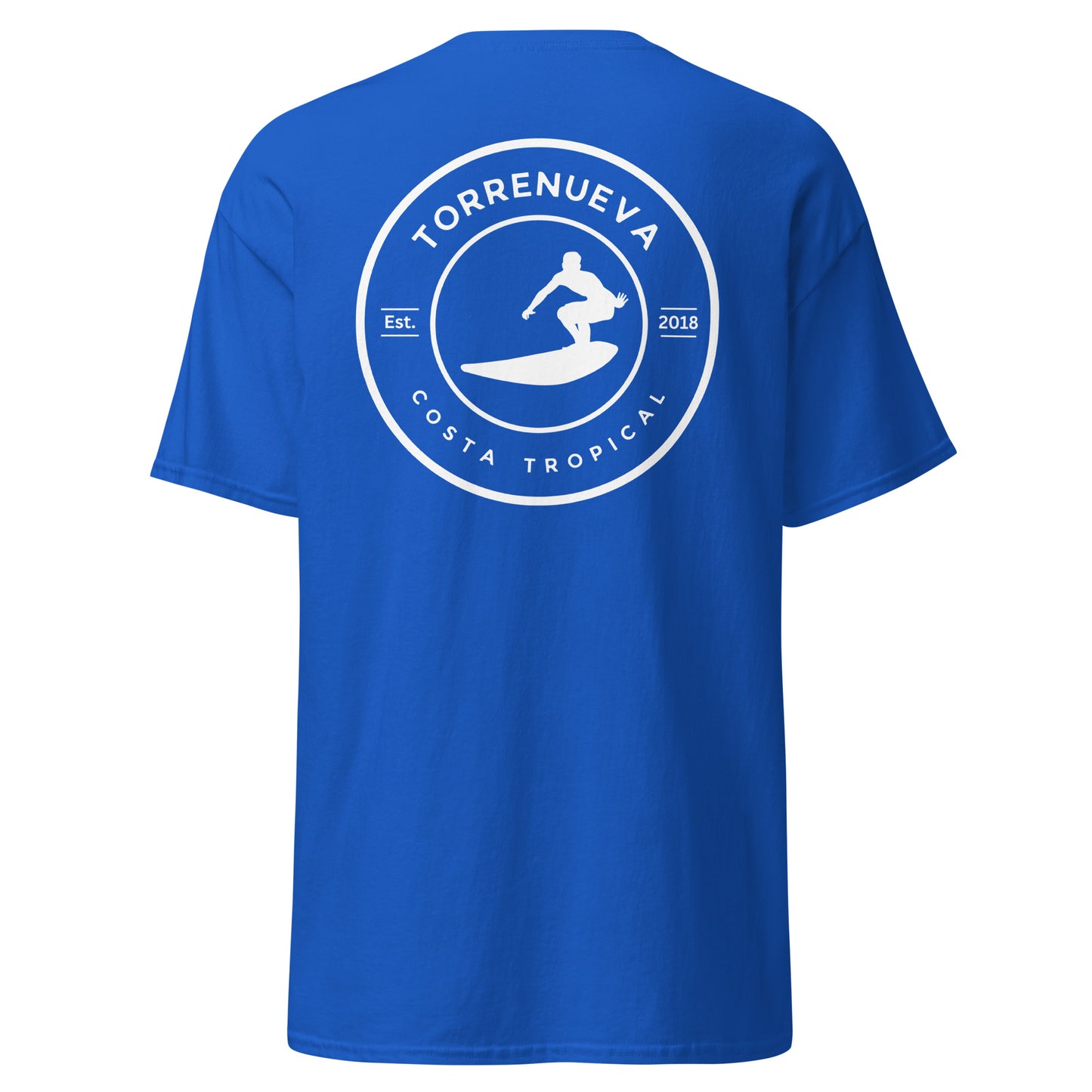 Torrenueva Costa, Est. 2018, Surfer Crest & Back || Klassisches T-Shirt