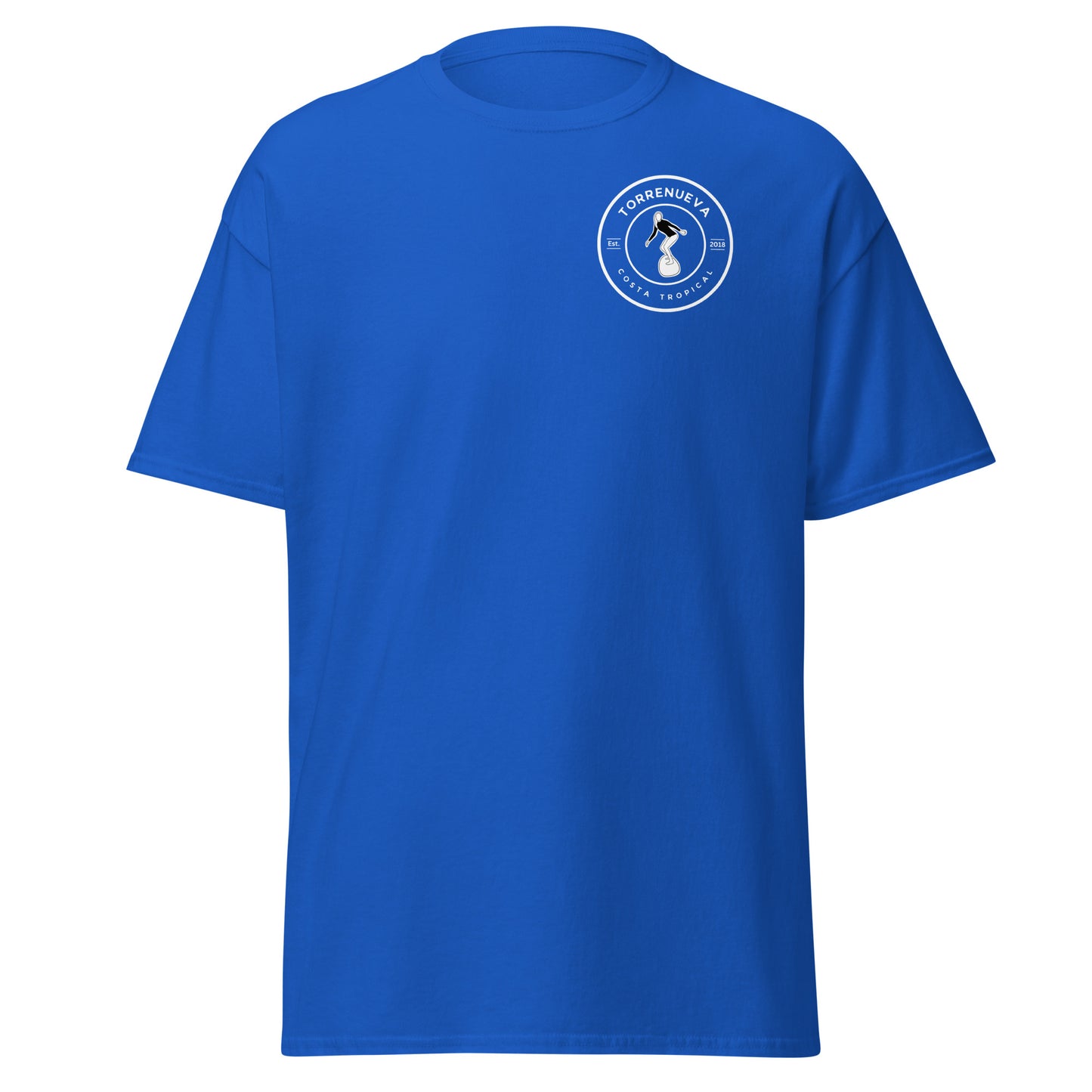 Torrenueva Costa Est. 2018, Surfer Girl Crest & Back || Klassisches T-Shirt