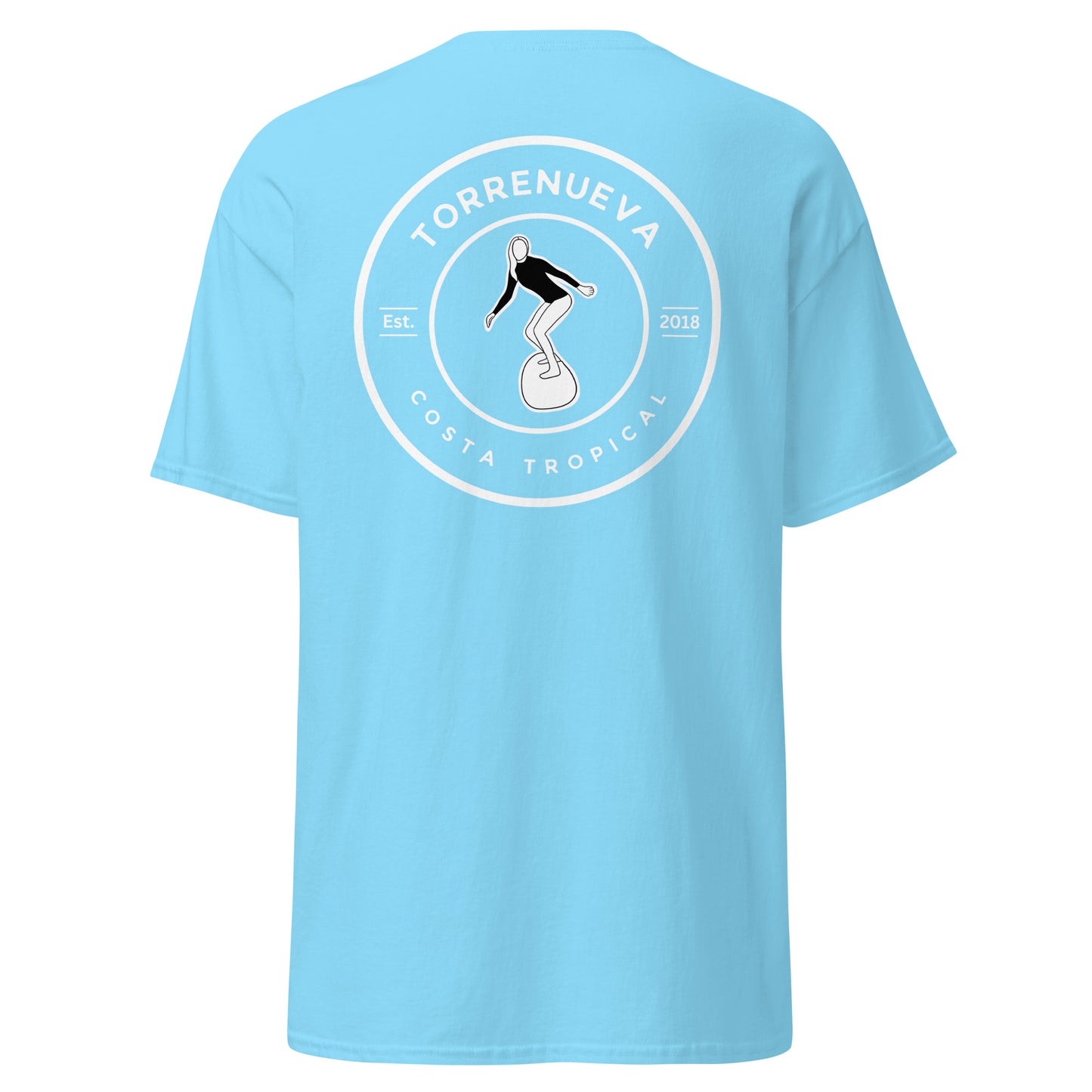 Torrenueva Costa Est. 2018, Surfer Girl Crest & Back || Klassisches T-Shirt