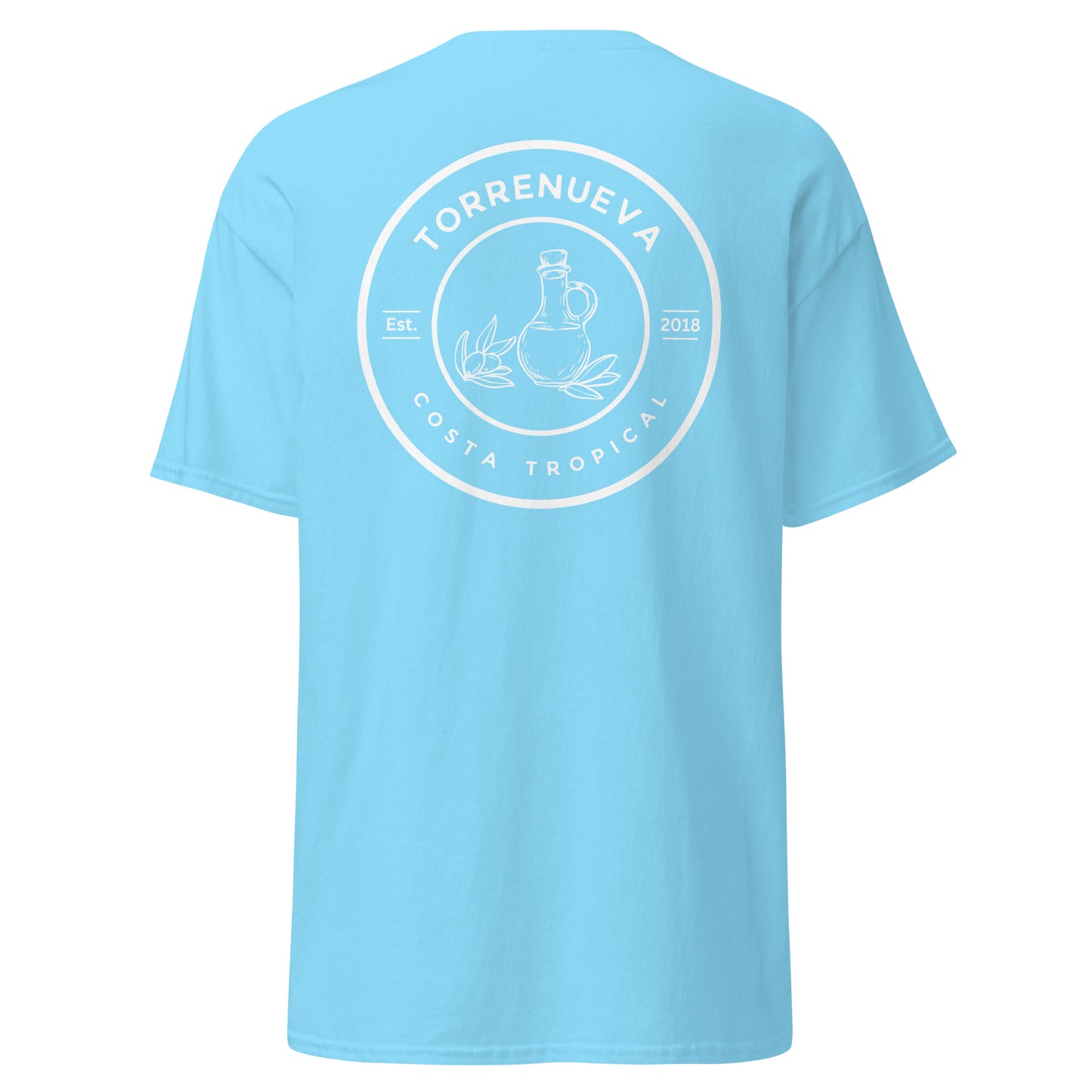 Torrenueva Costa, Est. 2018, Olivenöl-Wappen und -Rückseite || Klassisches T-Shirt