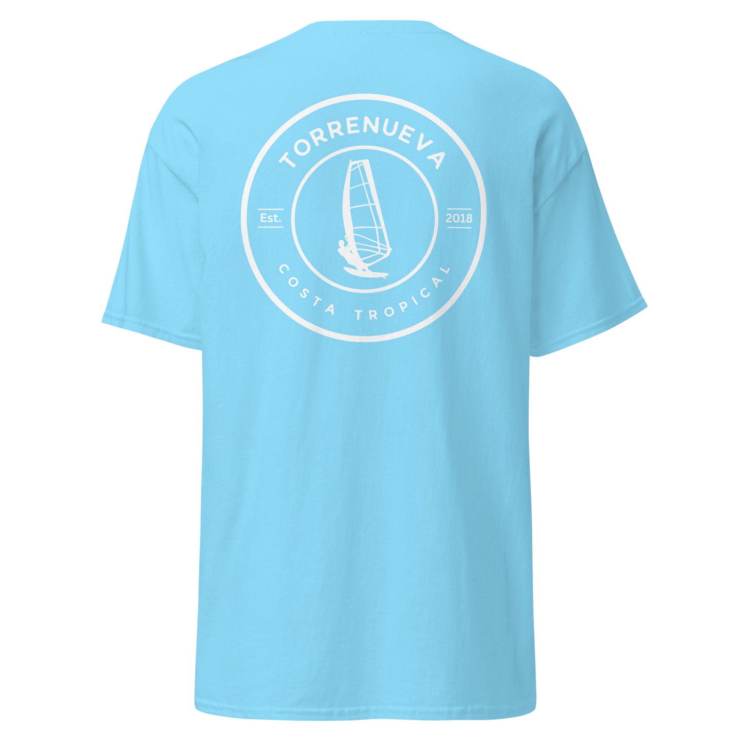 Torrenueva Costa, Est. 2018, Windsurfer-Wappen und -Rückseite || Klassisches T-Shirt