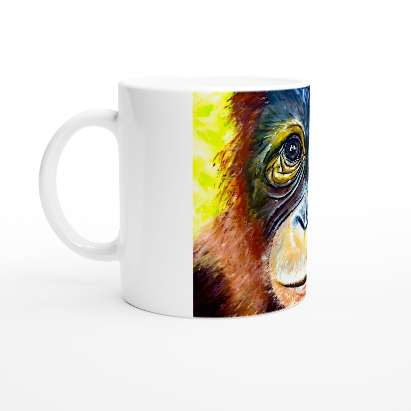 Ojos de orangután || Taza de cerámica blanca de 11 oz