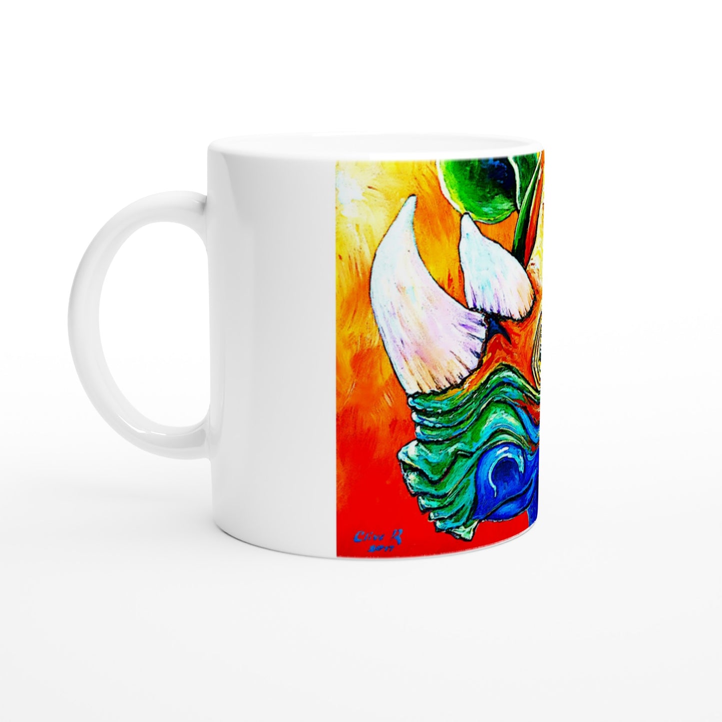 Rinoceronte al atardecer || Taza de cerámica blanca de 11 oz