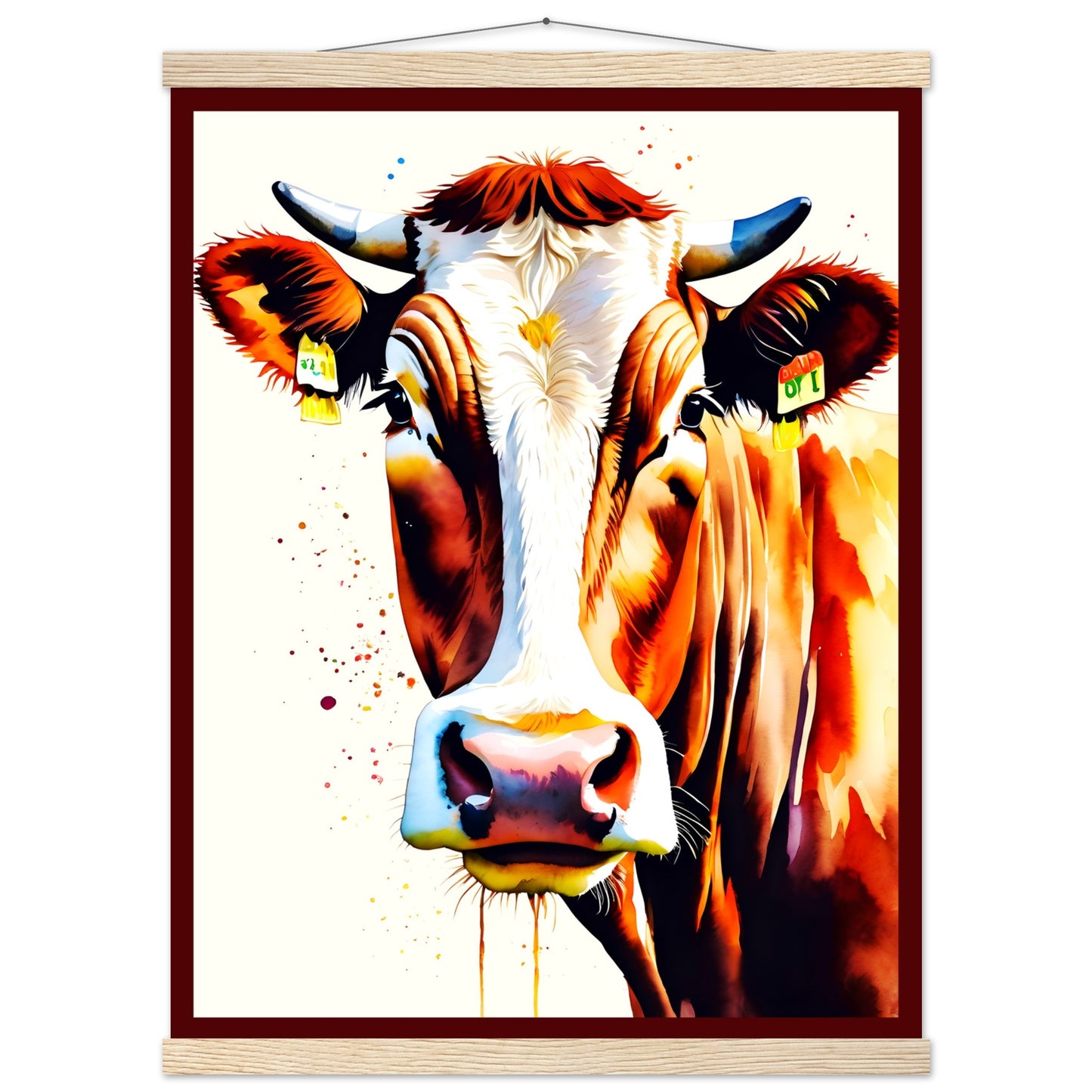 Hola vaca || Póster de papel mate premium con colgador