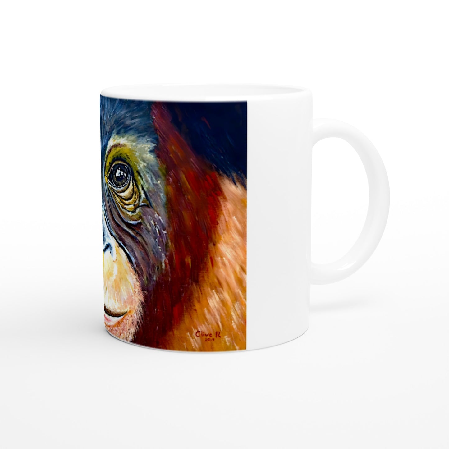 Ojos de orangután || Taza de cerámica blanca de 11 oz