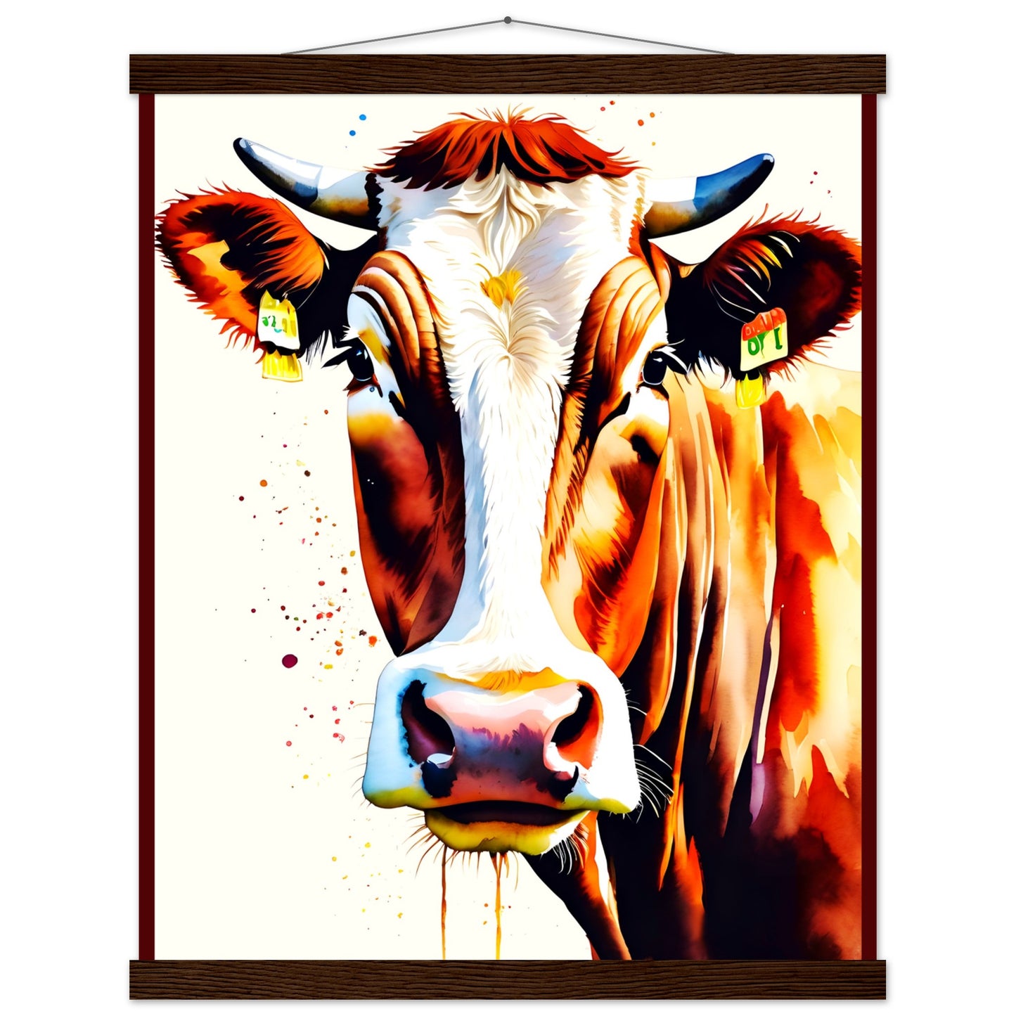 Hola vaca || Póster de papel mate premium con colgador