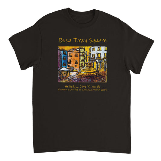 Bosa Town Square, Artista Clive || Schweres Unisex-T-Shirt mit Rundhalsausschnitt