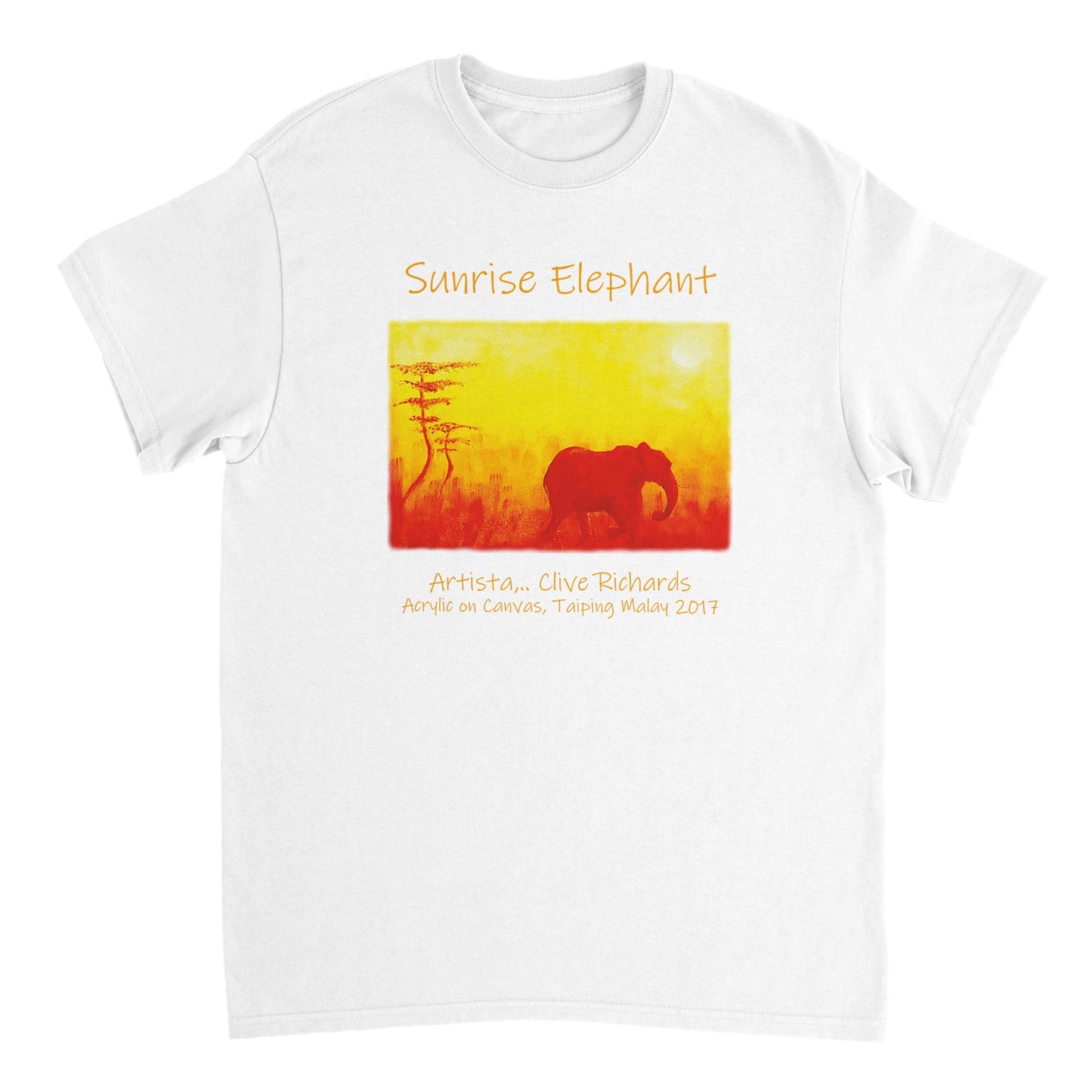 Sunrise Elephant Artista Clive || Schweres Unisex-T-Shirt mit Rundhalsausschnitt