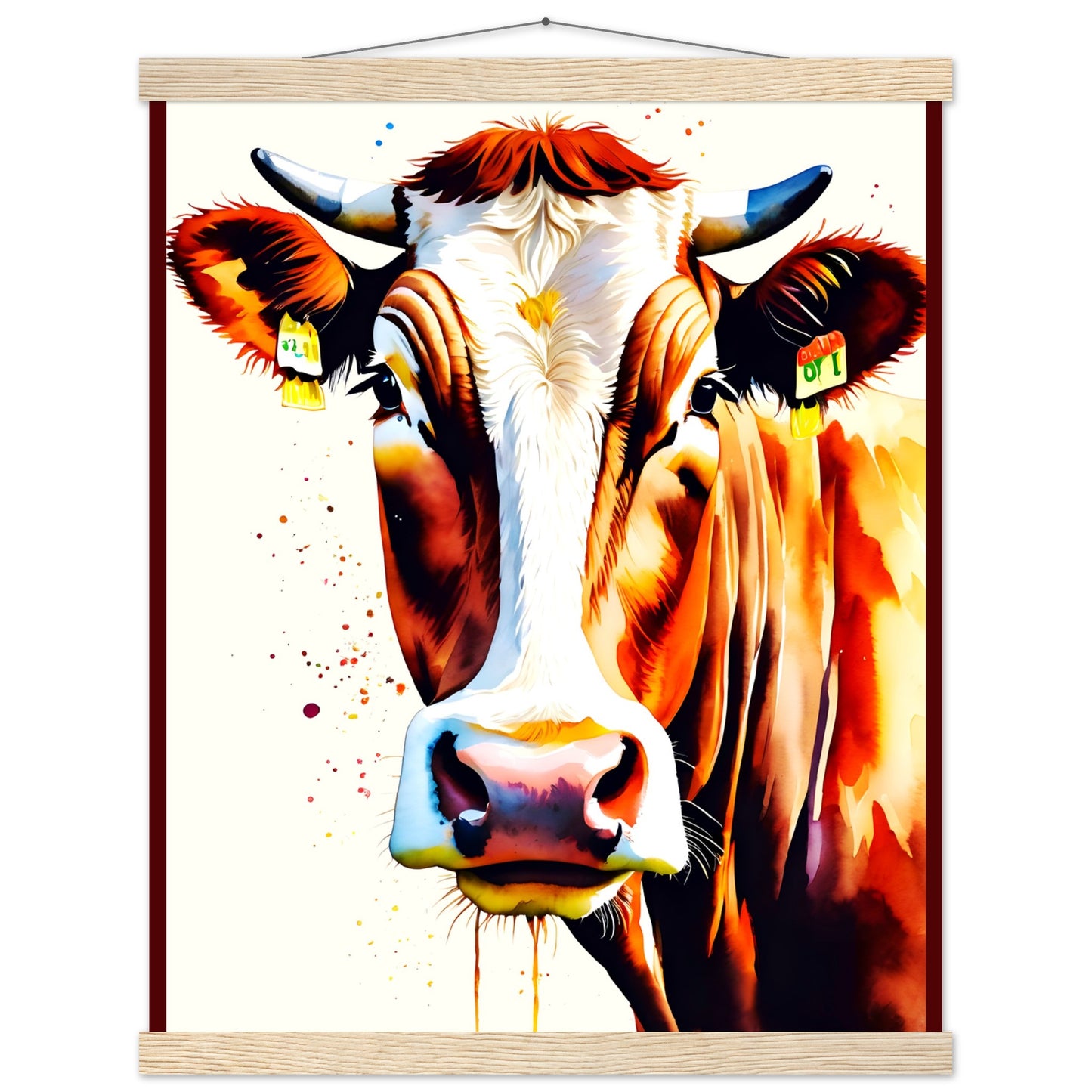 Hola vaca || Póster de papel mate premium con colgador